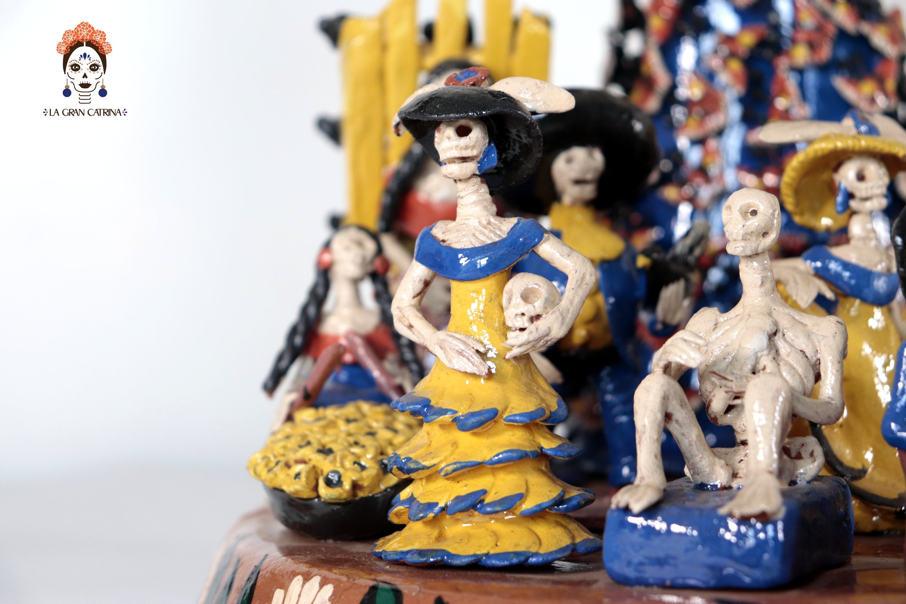 Catrina with Skulls Bailando and Músicos - 14.1 in. Tia Adan