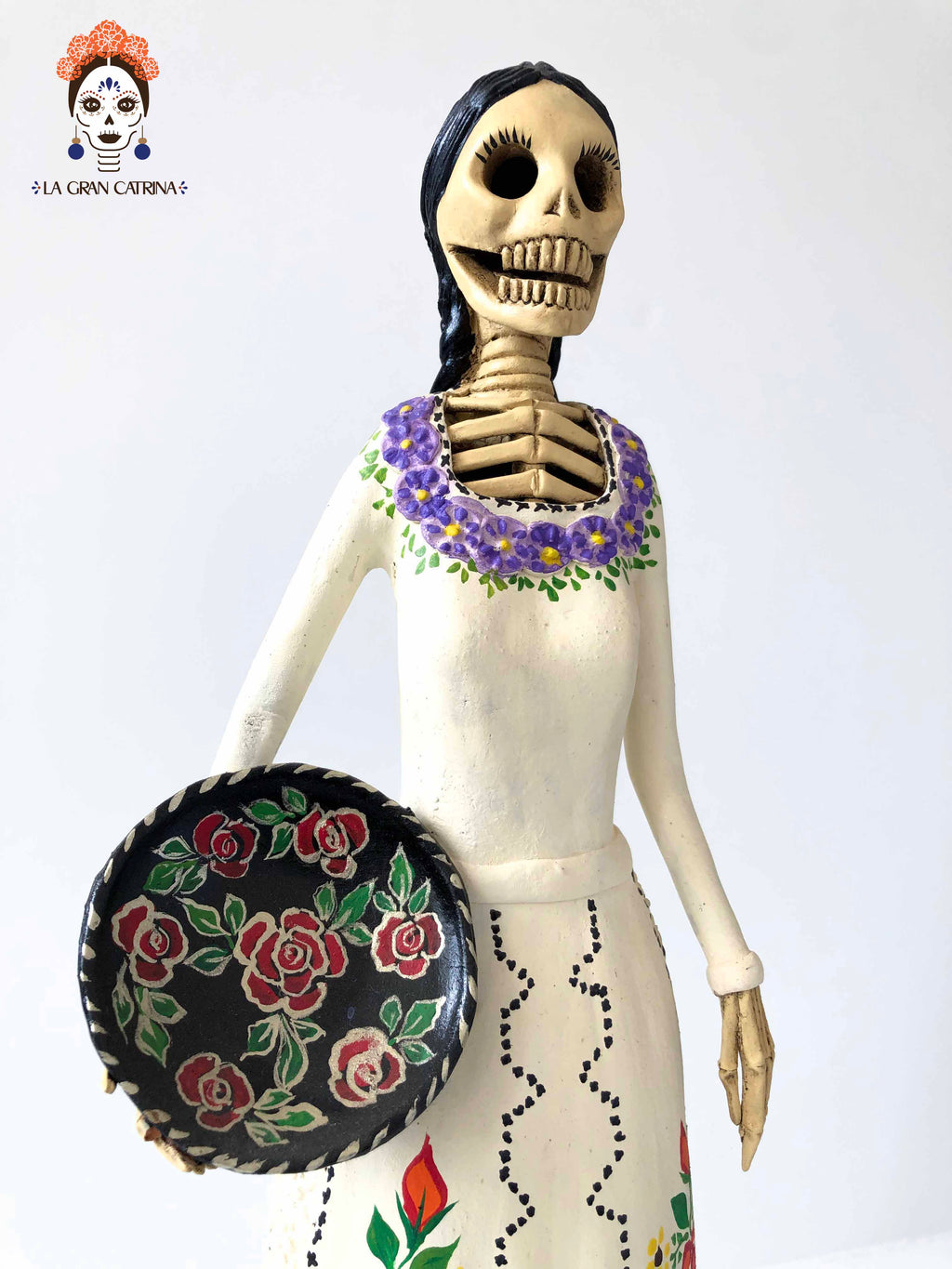 Catrina with plato flowereado - 20 in. Adan