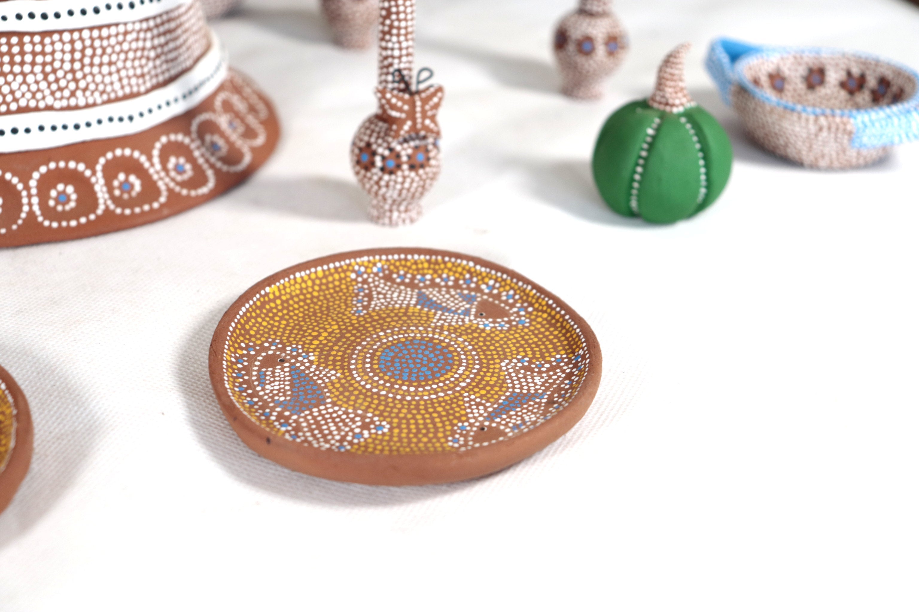 Catrina Punteada Ceremonial Clay and Set of Tallr - 15.3 in. Capula