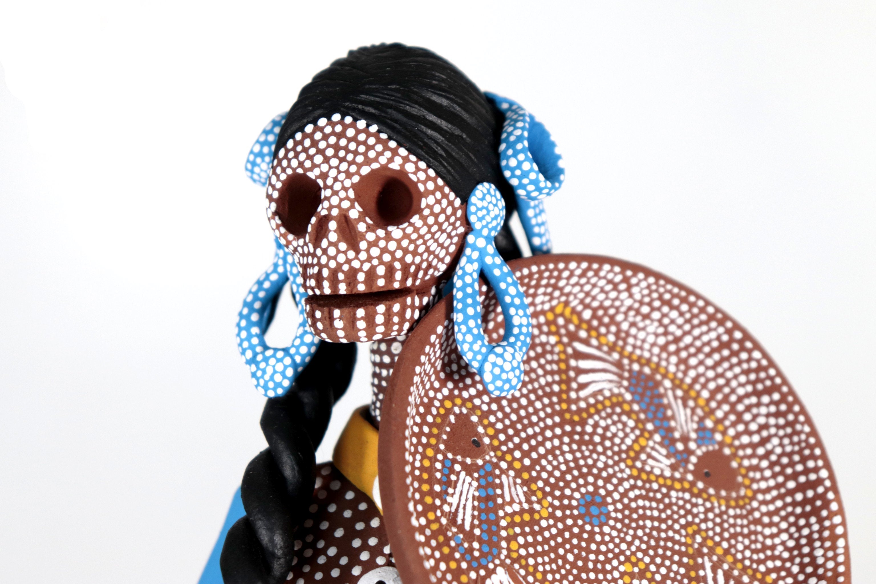 Catrina Punteada Ceremonial Clay and Set of Tallr - 15.3 in. Capula