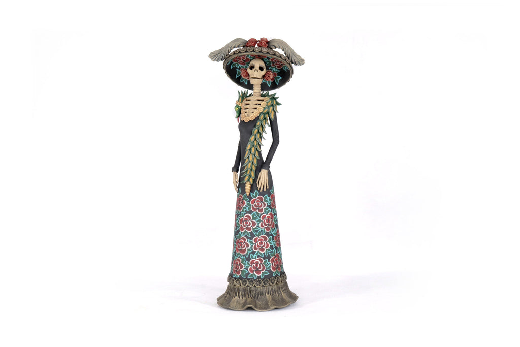 La Frida with la serpiente of red flowers - 18 in. Adan