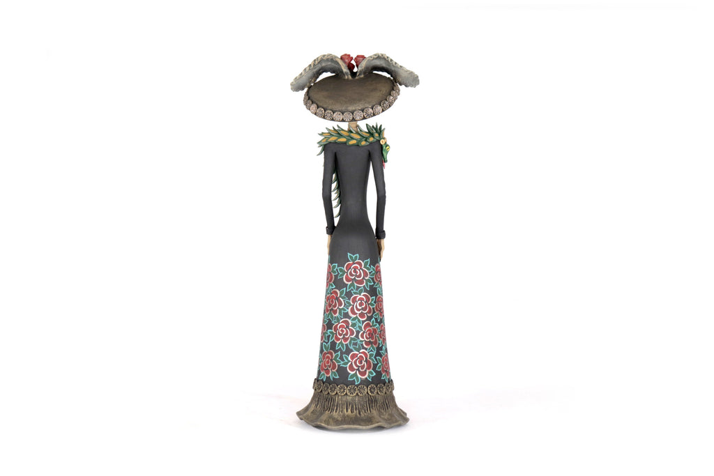 La Frida with la serpiente of red flowers - 18 in. Adan