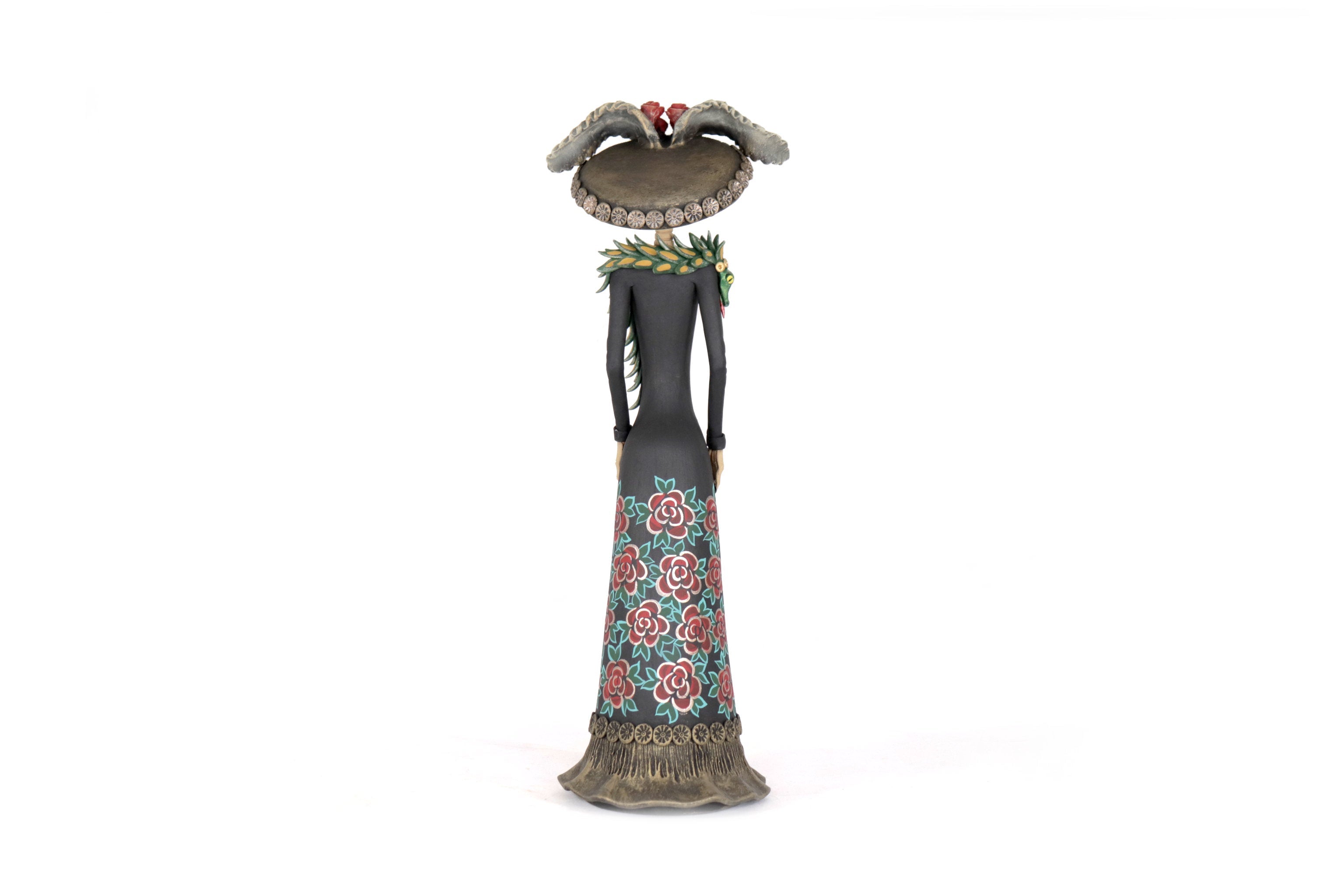 La Frida with la serpiente of red flowers - 18 in. Adan