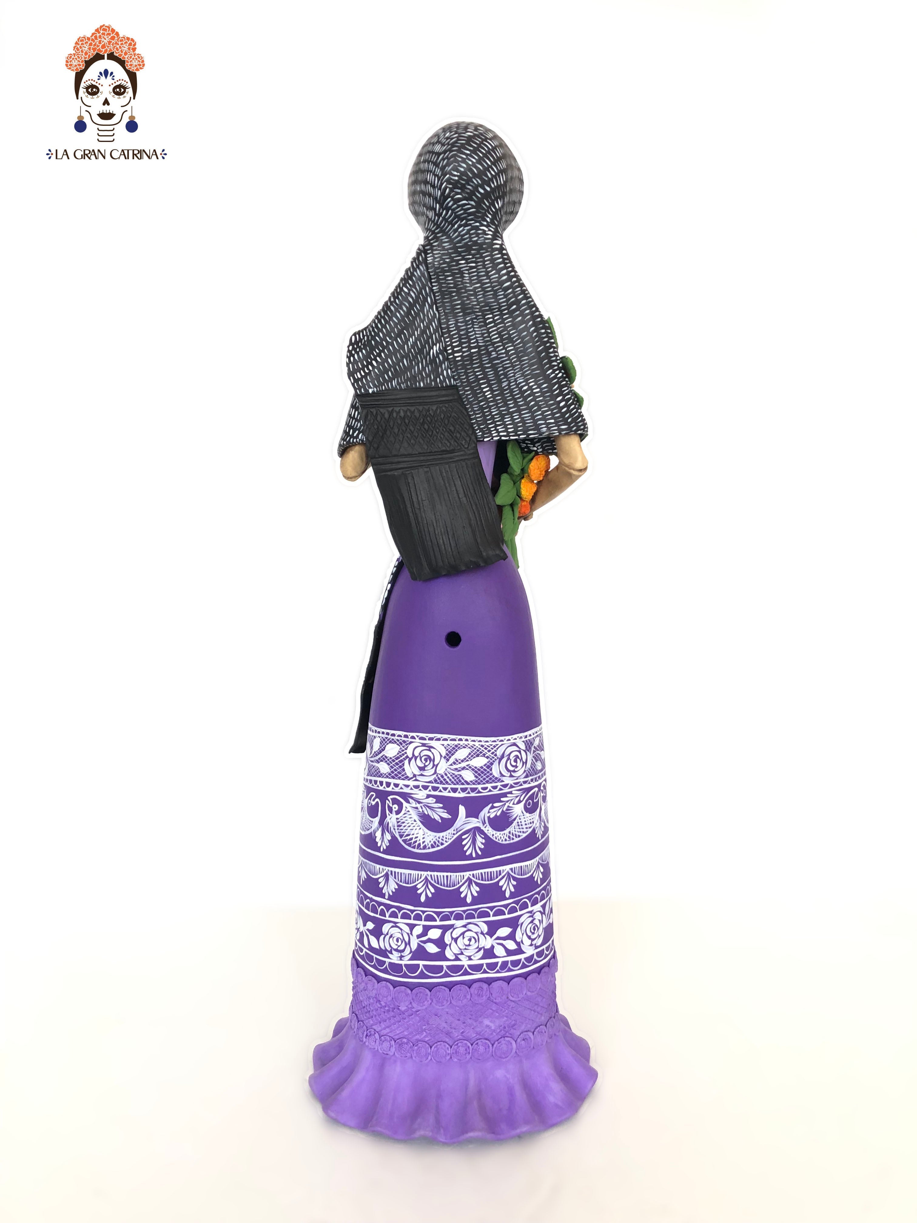 Catrina en Day of the Dead - Vestido morado - 26 in. Adan