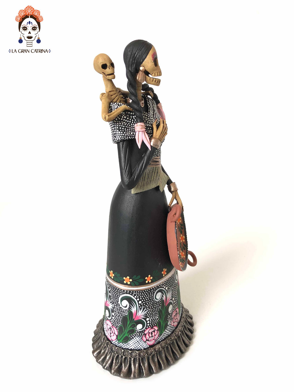 Catrina mamá with plato and bebé - 11 in. Adan