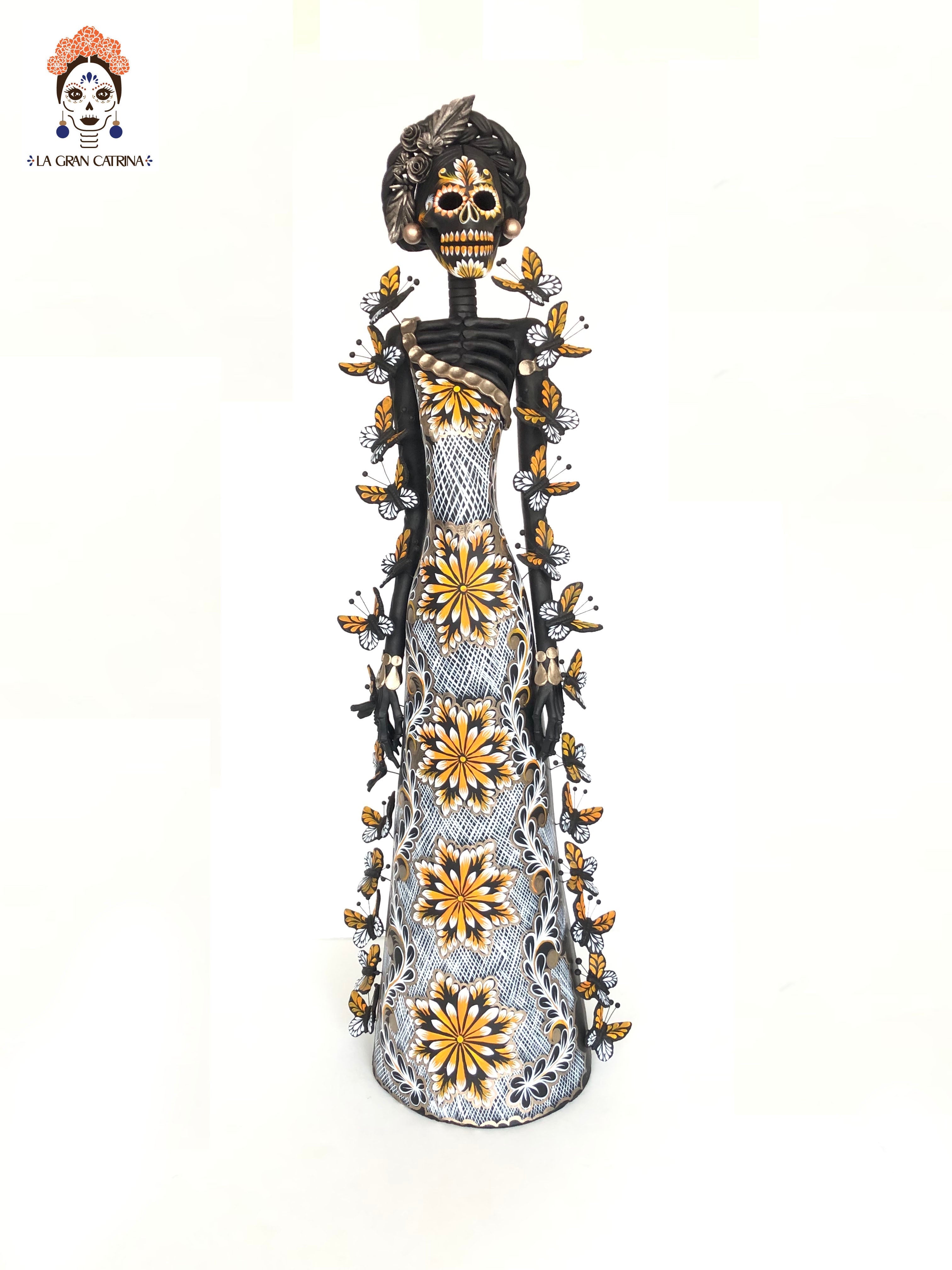 Catrina black with Butterflies orange - 40 in. Adan
