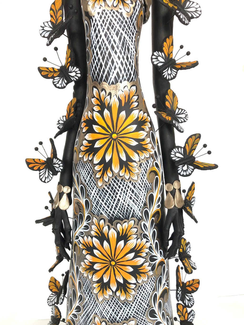 Catrina black with Butterflies orange - 40 in. Adan