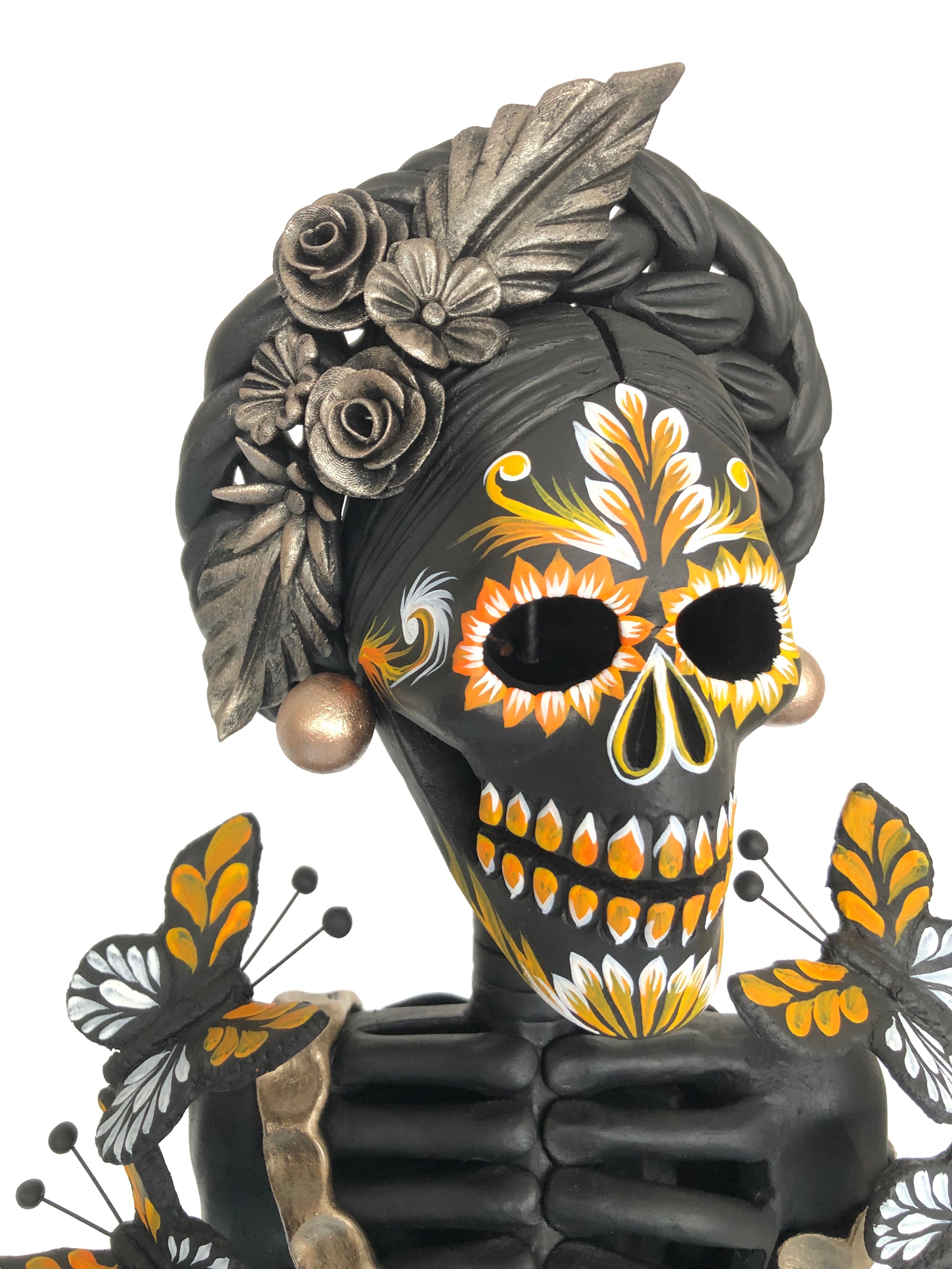 Catrina black with Butterflies orange - 40 in. Adan