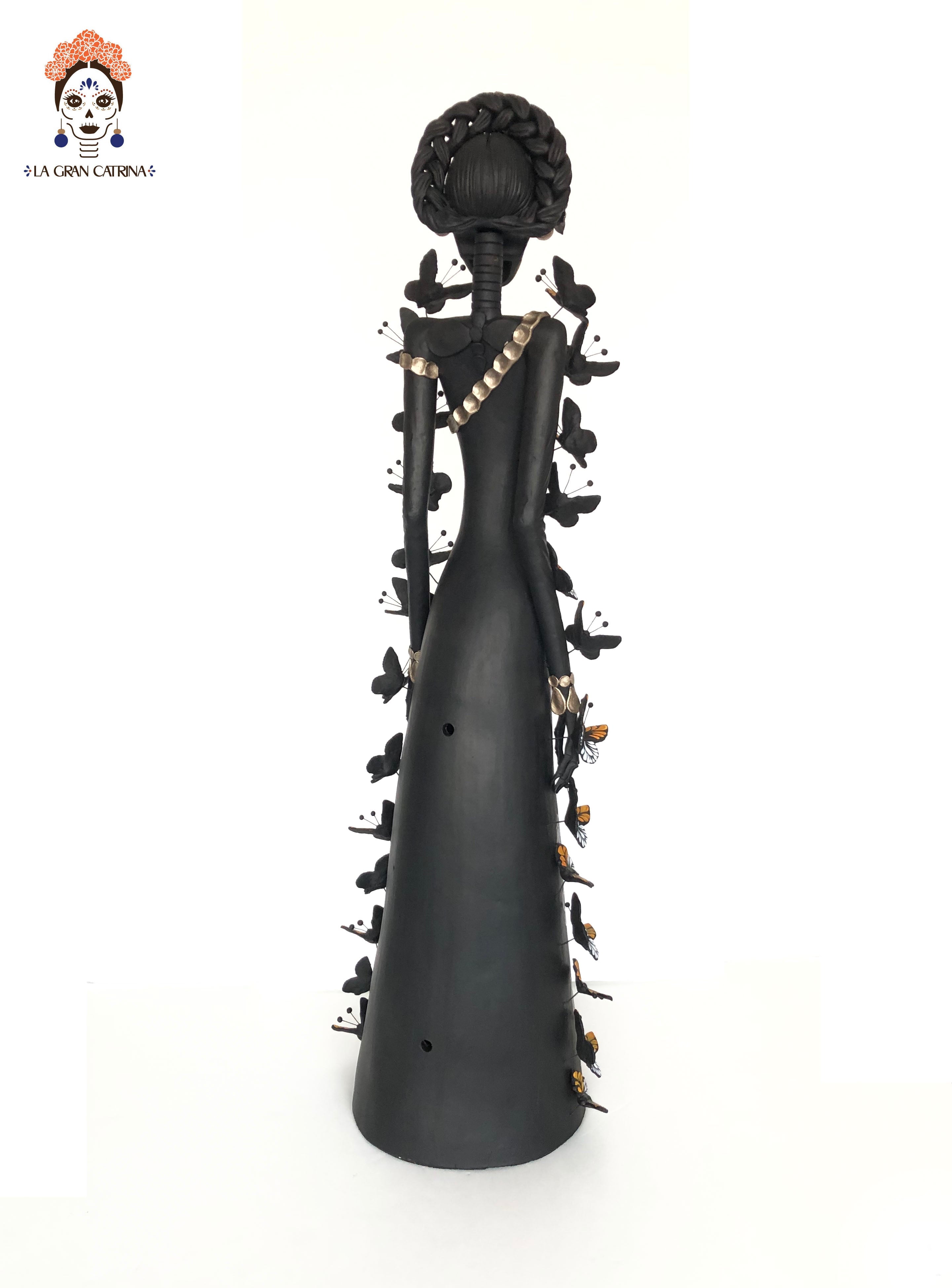 Catrina black with Butterflies orange - 40 in. Adan