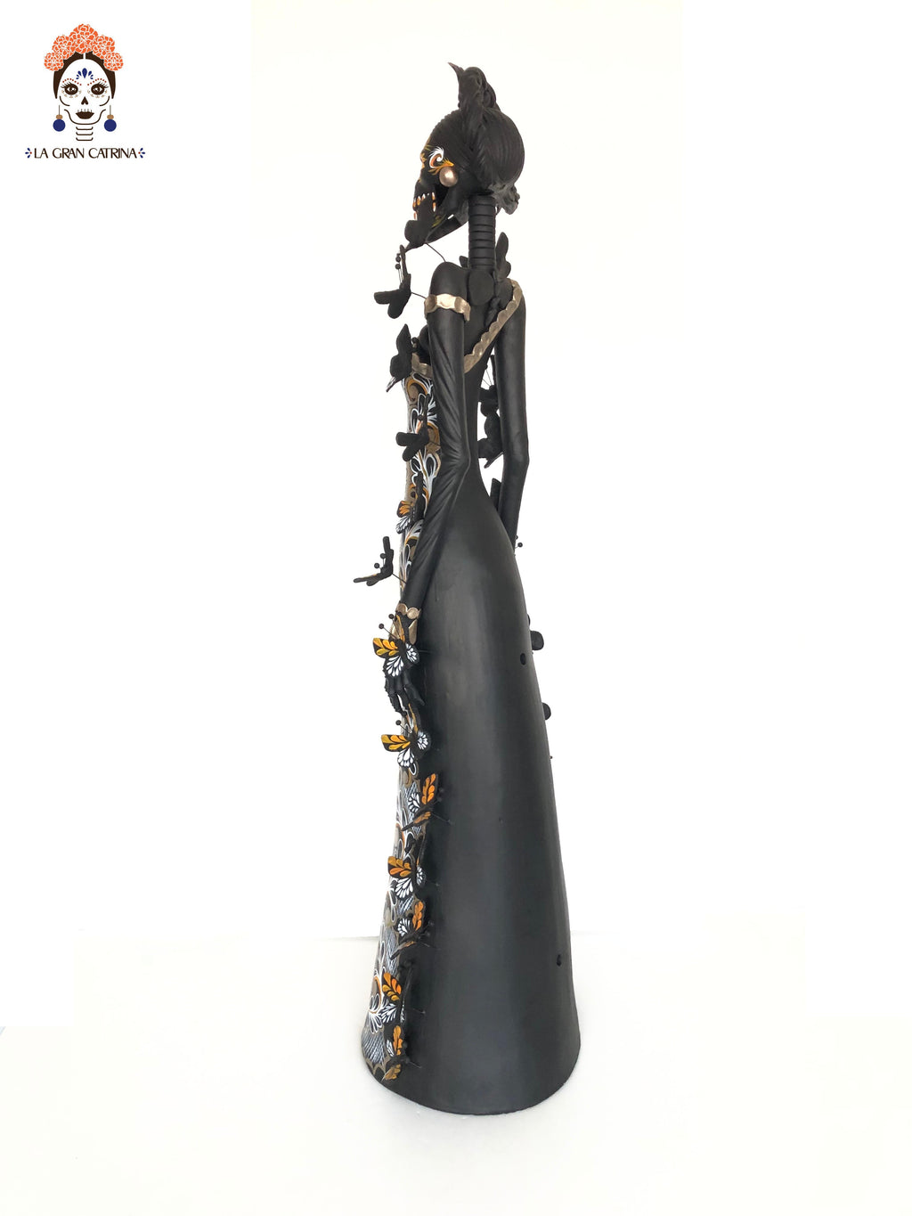 Catrina black with Butterflies orange - 40 in. Adan