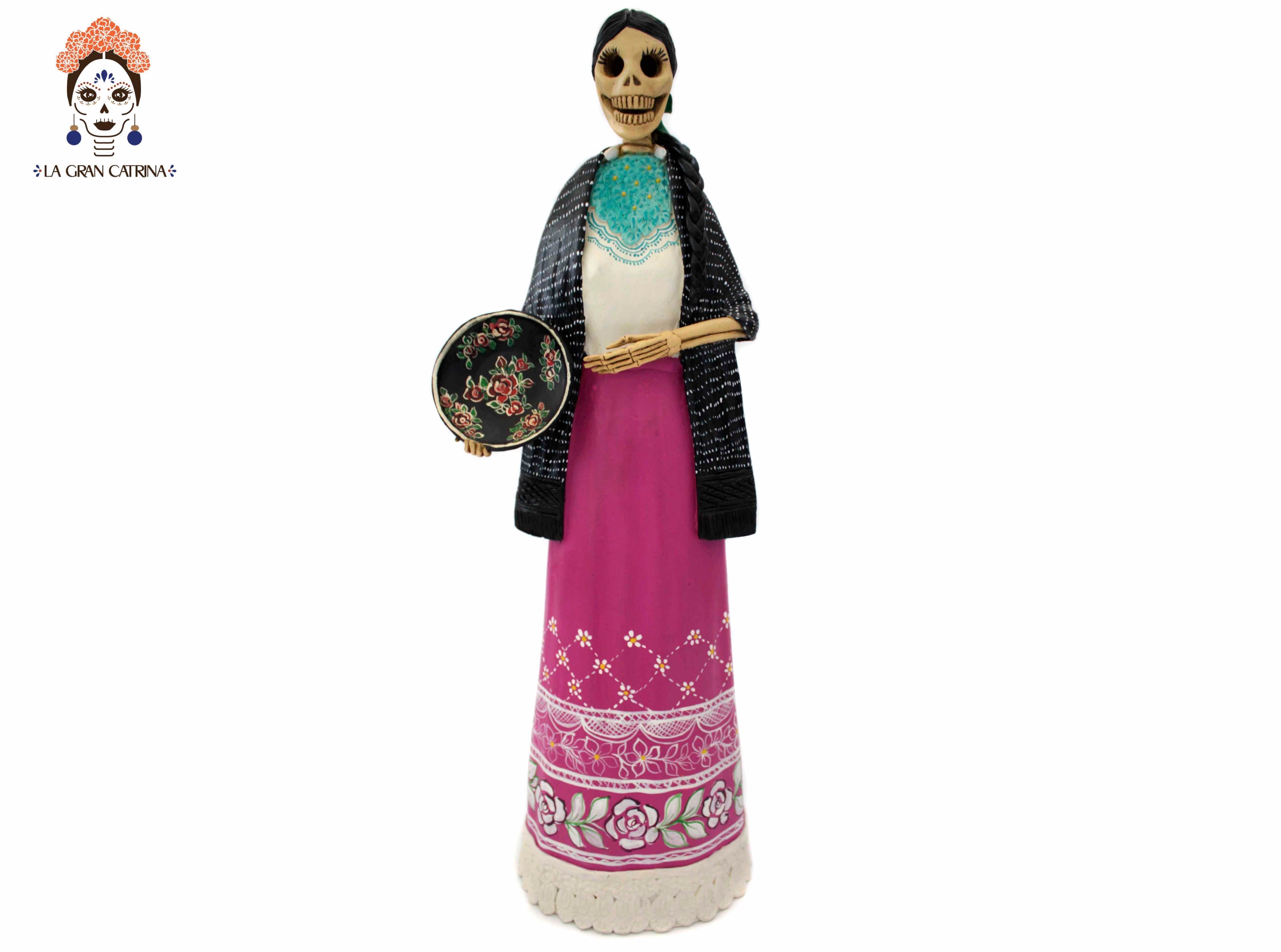 La Catrina del plato flowereado - 19 in. - Made to Order Adan