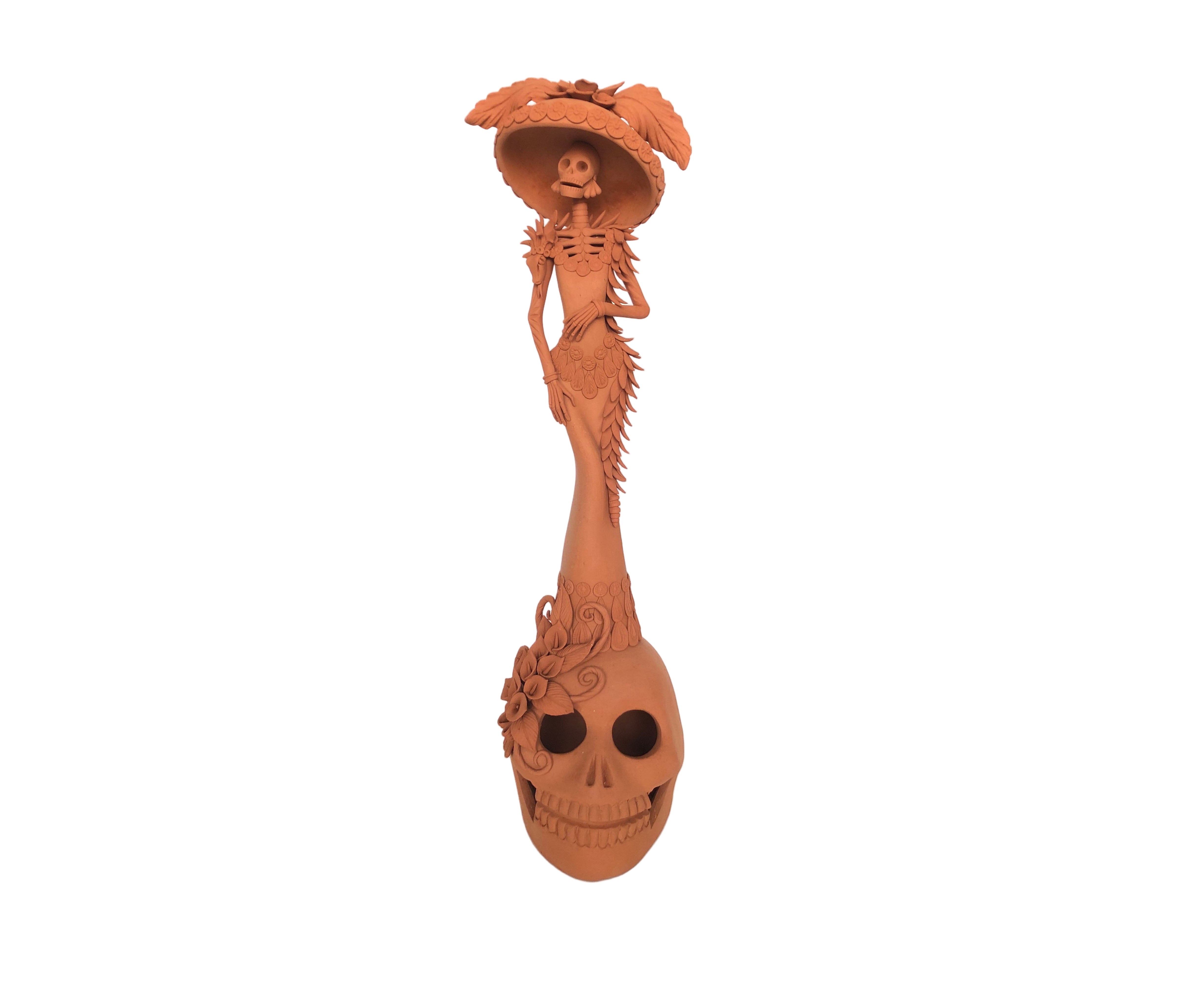 Catrina on skull - 19 in. Adan