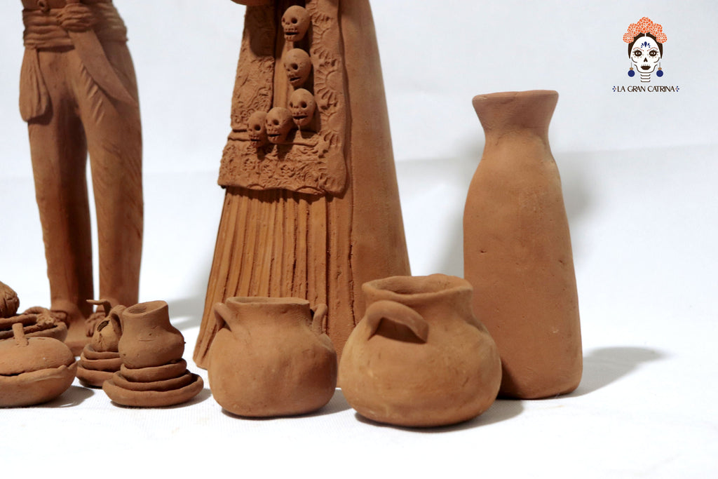 Pair of Catrines artesanos of loza - 20 in. Erika Capula