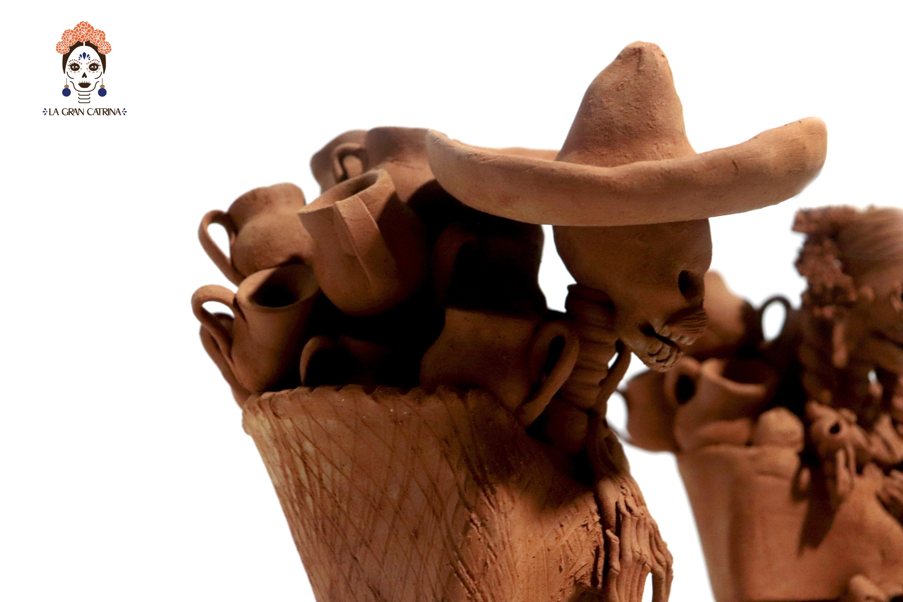 Pair of Catrines artesanos of loza - 20 in. Erika Capula