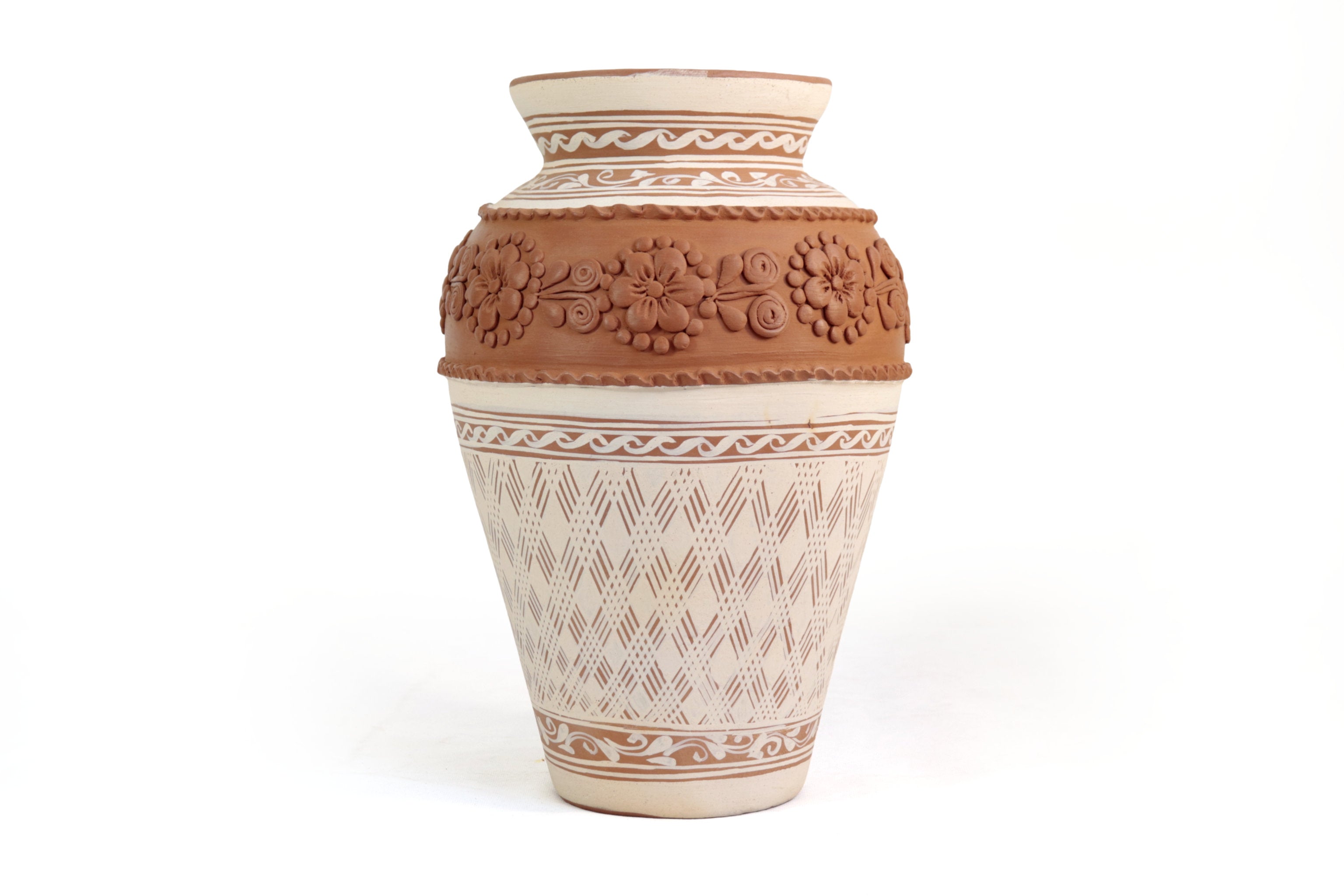 Vase Flower Clay Tall - Patamban - 12.9 in. Patamban