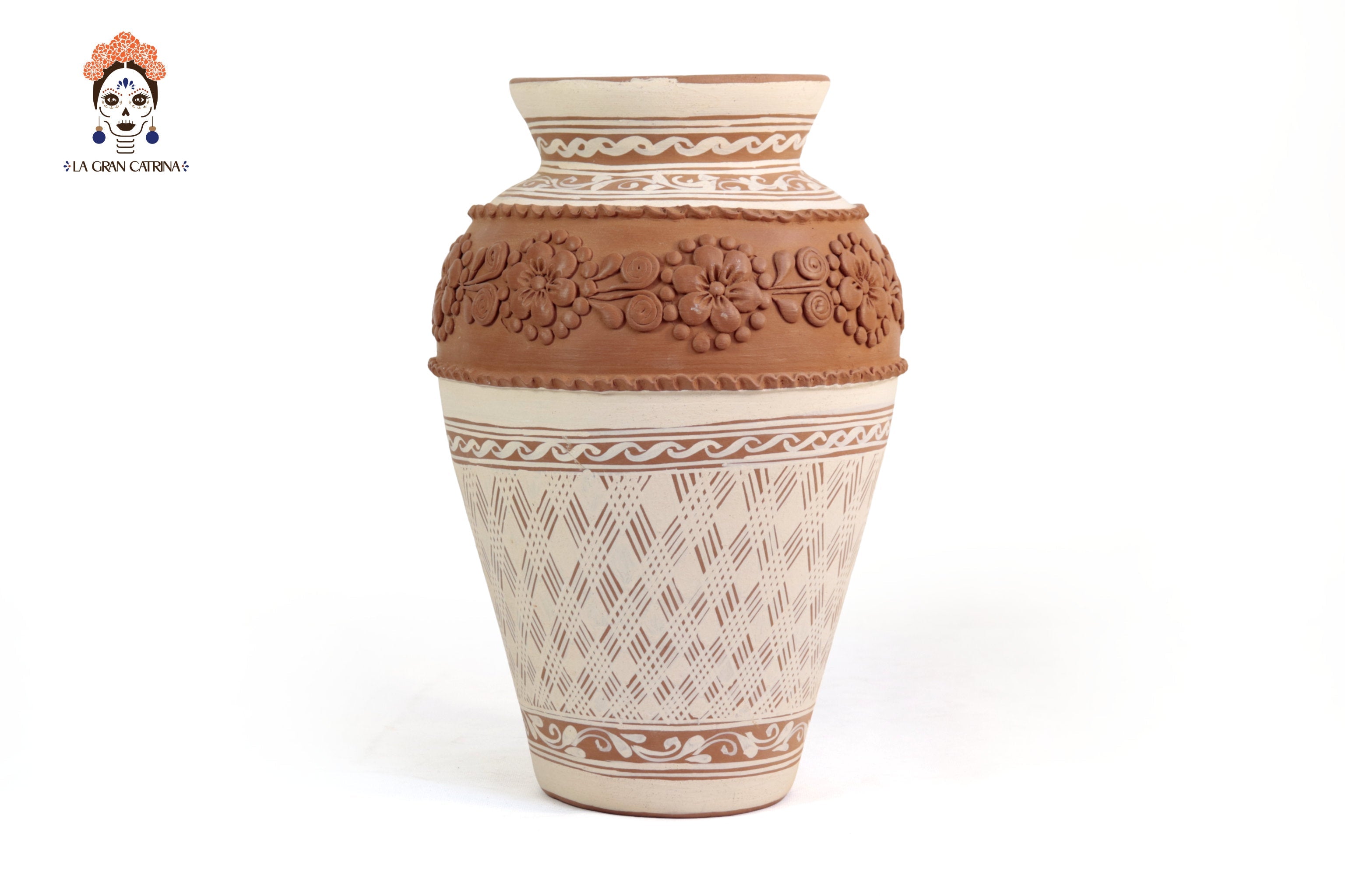 Vase Flower Clay Tall - Patamban - 12.9 in. Patamban