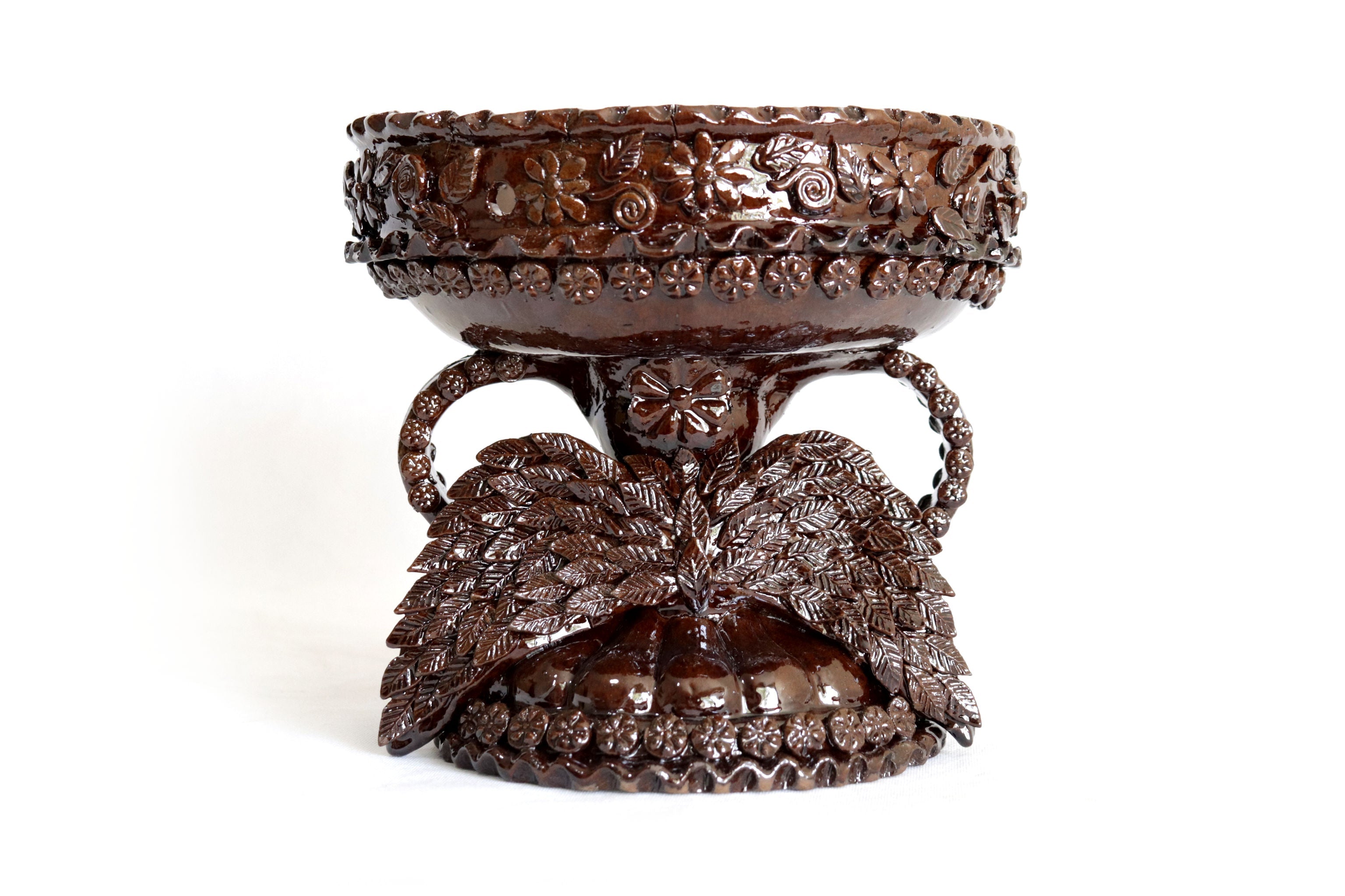 Winged Copal Burner brown - Glazed Clay - 9.5 in. David Hdz SFL