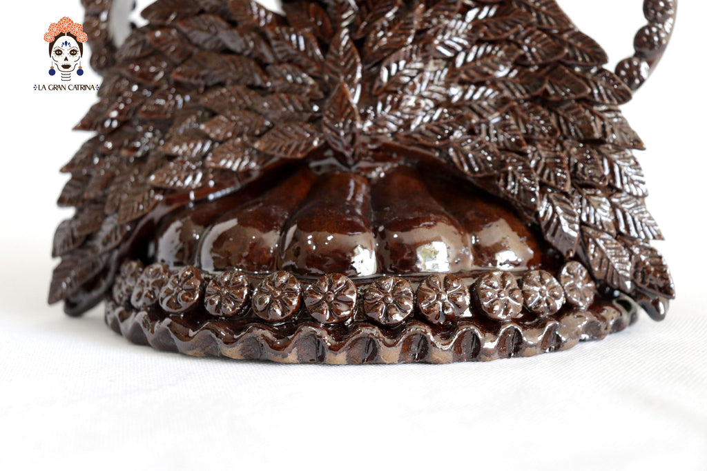 Winged Copal Burner brown - Glazed Clay - 9.5 in. David Hdz SFL