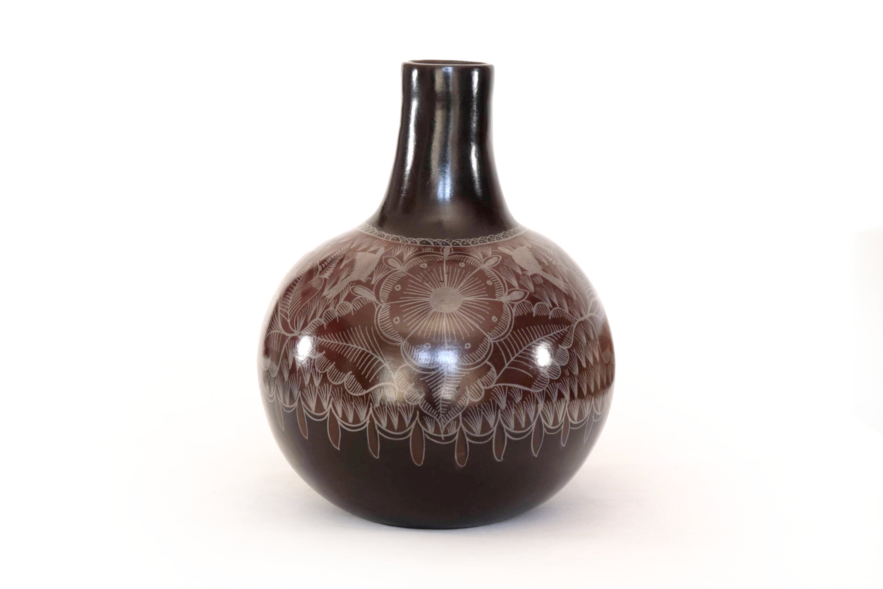 Vase with Foliage brown - Huancito - 11.6 in. Pablo Huancito