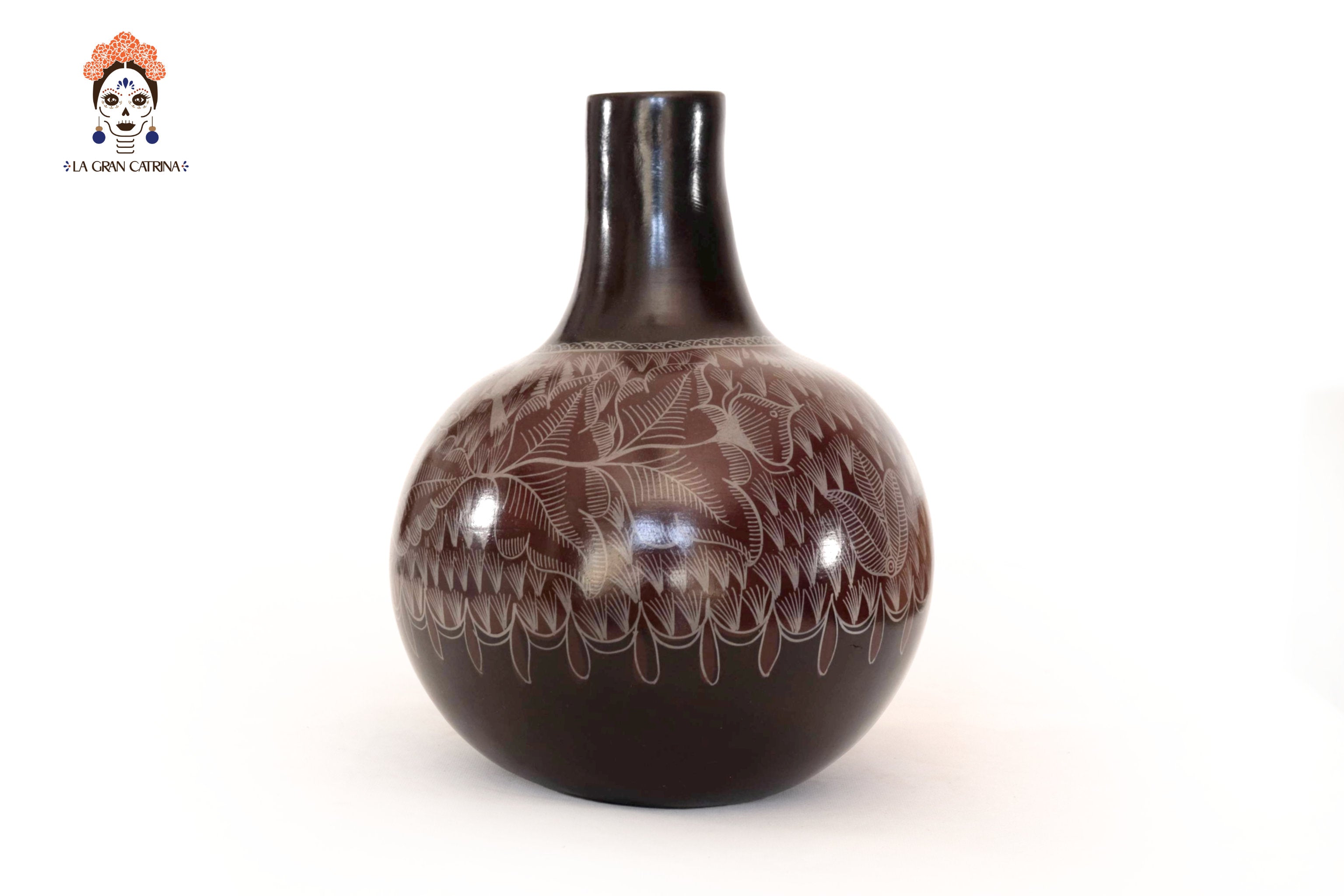 Vase with Foliage brown - Huancito - 11.6 in. Pablo Huancito