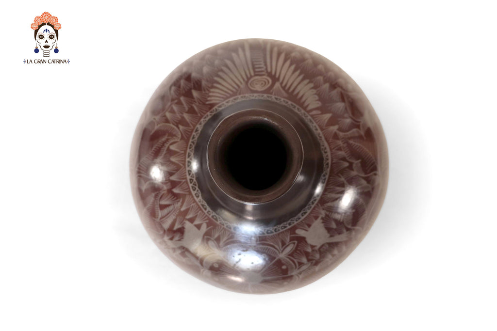 Vase with Foliage brown - Huancito - 11.6 in. Pablo Huancito