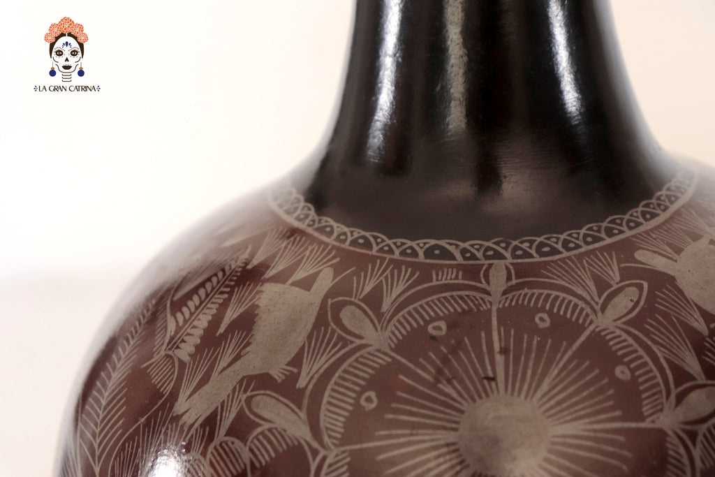 Vase with Foliage brown - Huancito - 11.6 in. Pablo Huancito
