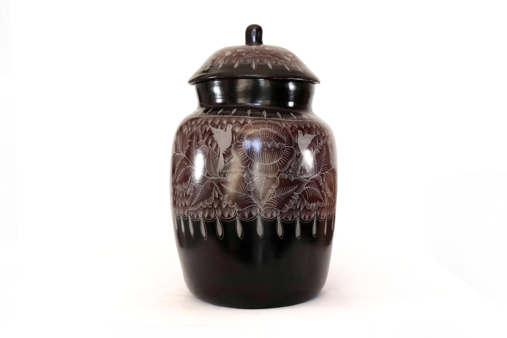 Water Jar Dark Flowers and Birds - Huancito - 18.3 in. Pablo Huancito
