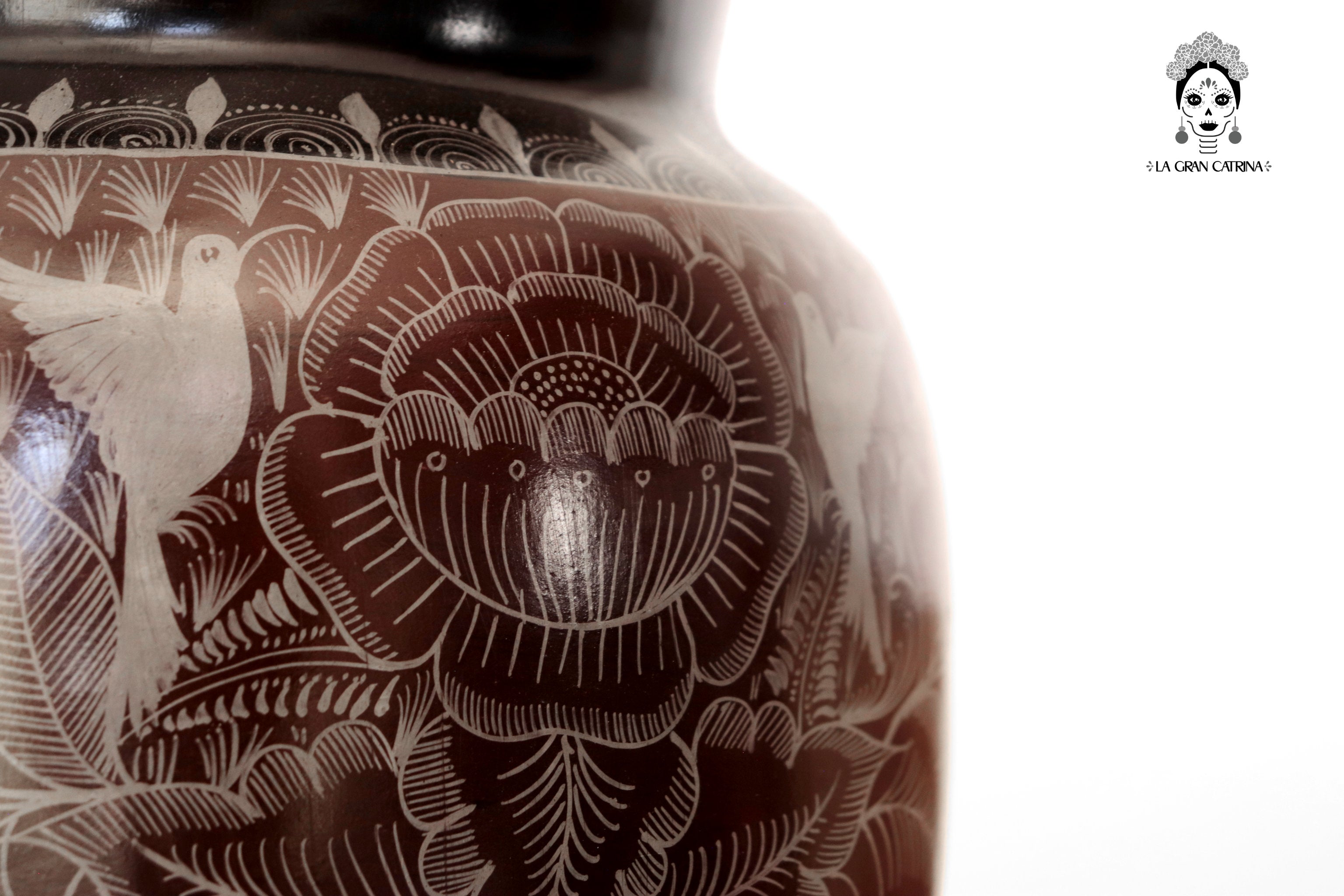 Water Jar Dark Flowers and Birds - Huancito - 18.3 in. Pablo Huancito