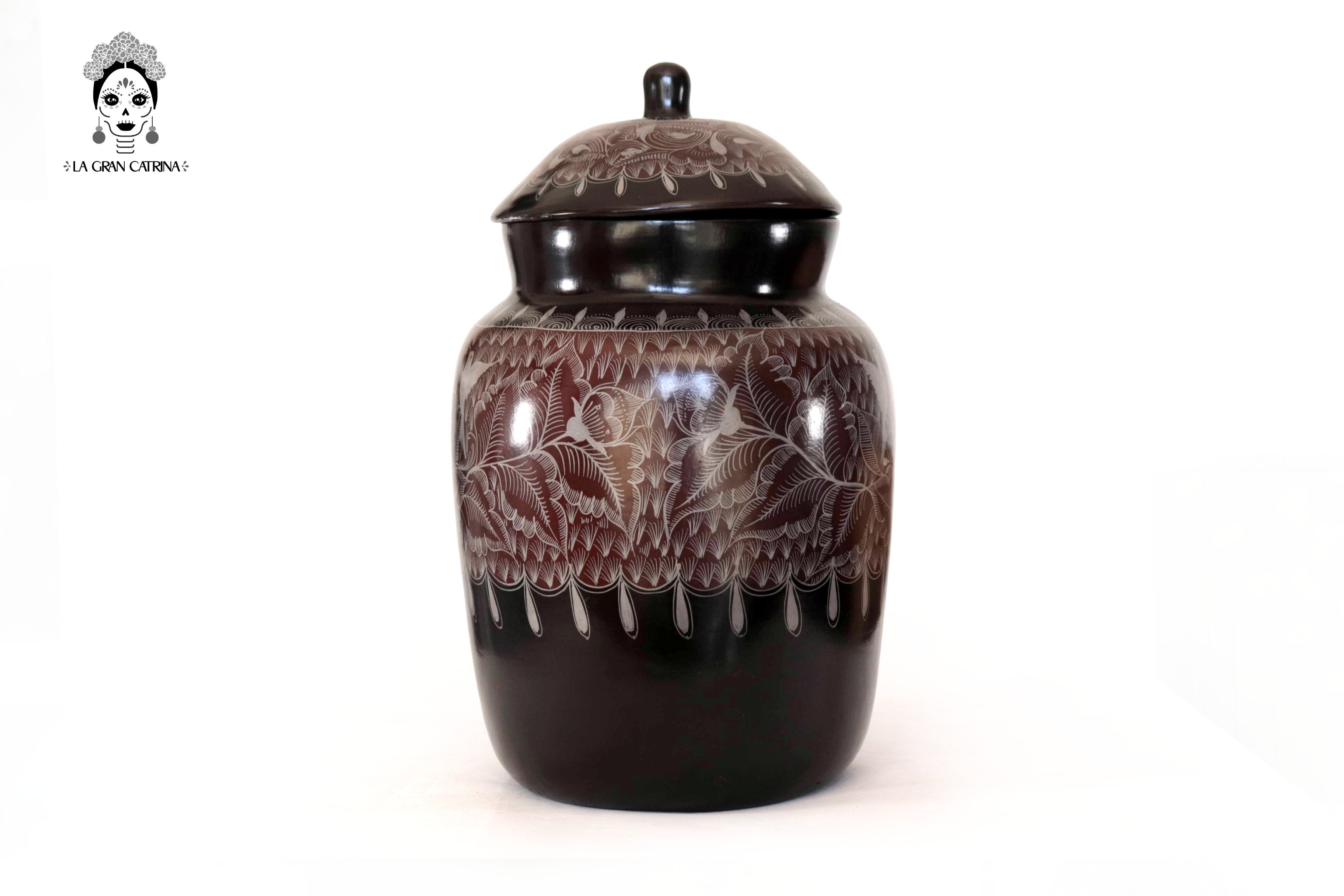 Water Jar Dark Flowers and Birds - Huancito - 18.3 in. Pablo Huancito