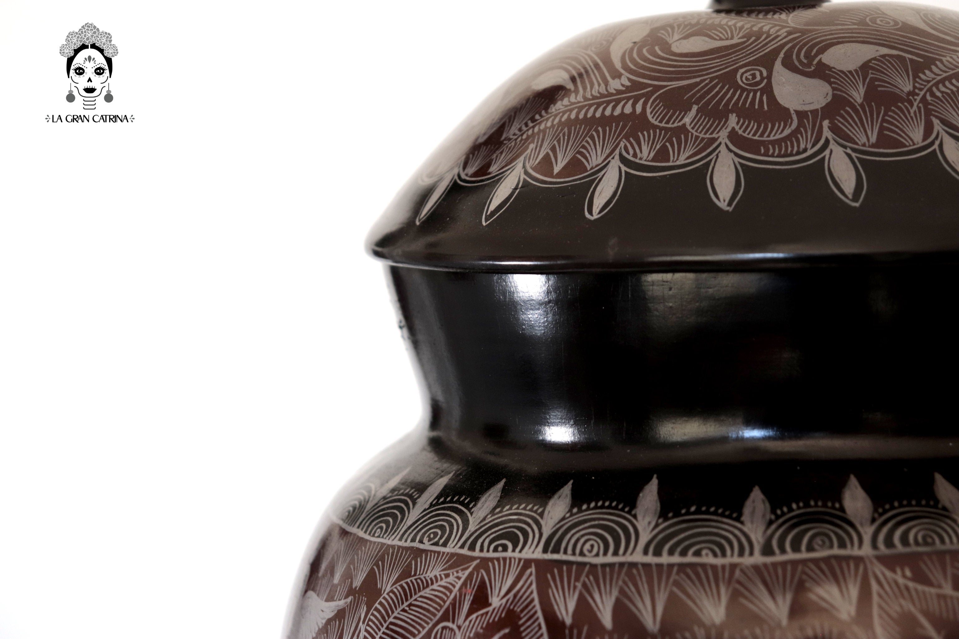 Water Jar Dark Flowers and Birds - Huancito - 18.3 in. Pablo Huancito