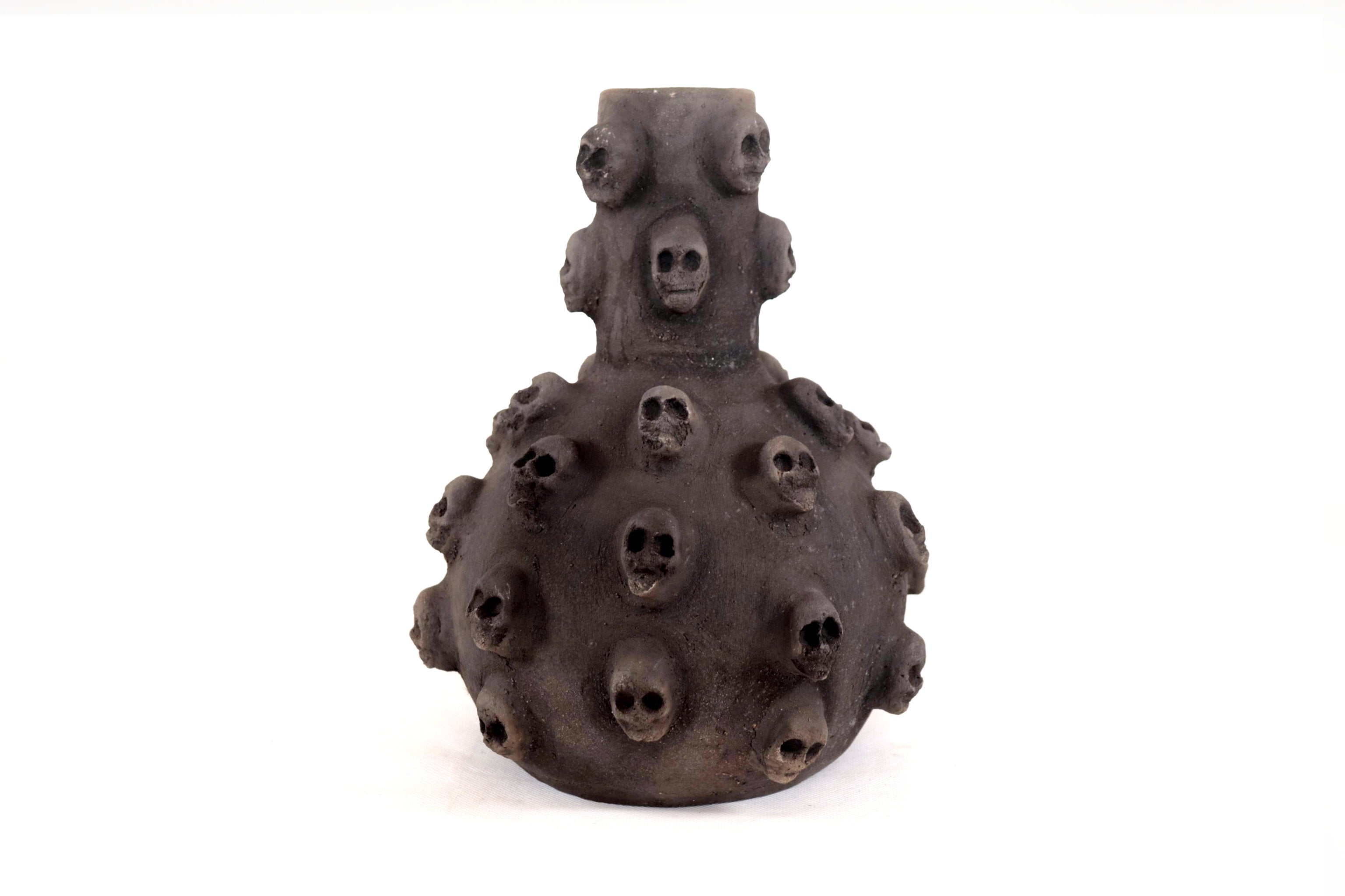 Water Jar Clay with Skulls - 9.4 in. Atzompa