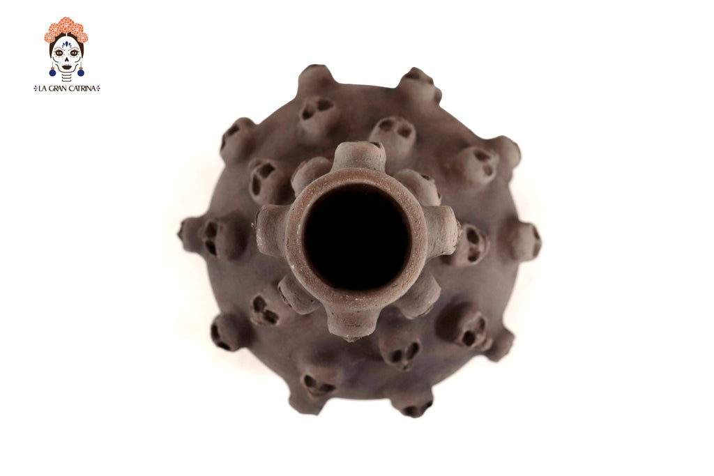 Water Jar Clay with Skulls - 9.4 in. Atzompa