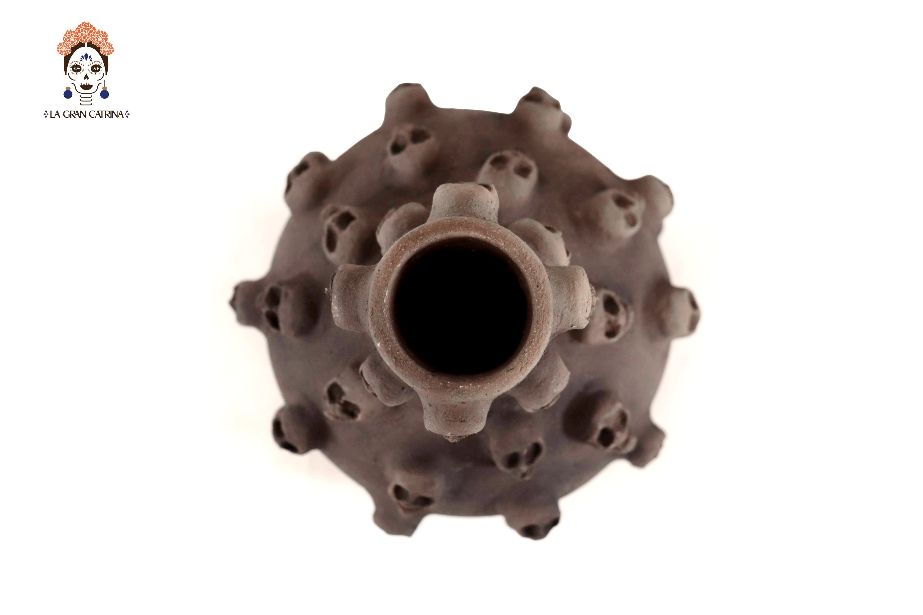 Water Jar Clay with Skulls - 9.4 in. Atzompa