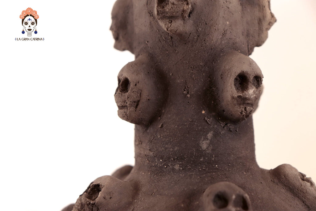 Water Jar Clay with Skulls - 9.4 in. Atzompa