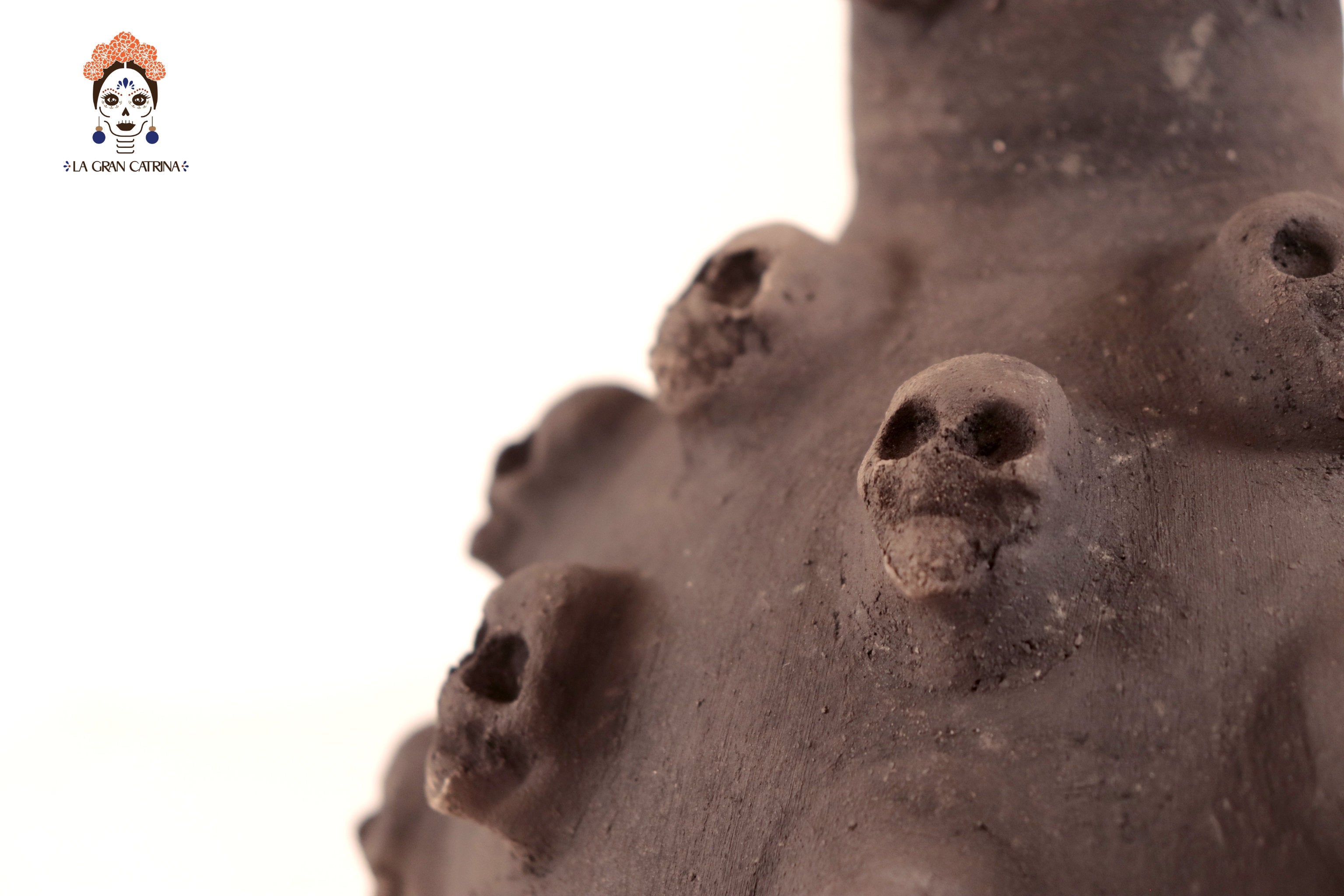 Water Jar Clay with Skulls - 9.4 in. Atzompa