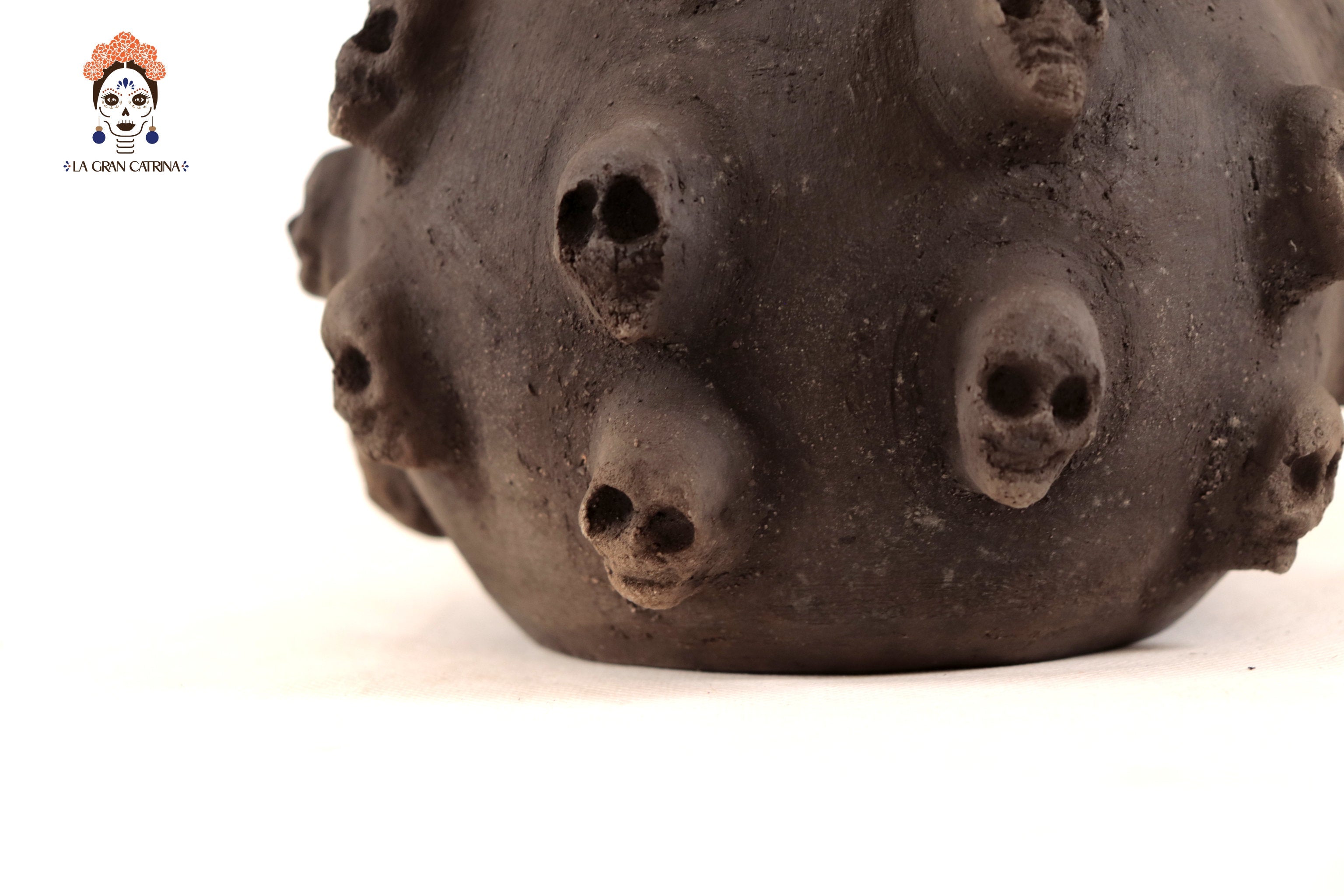 Water Jar Clay with Skulls - 9.4 in. Atzompa