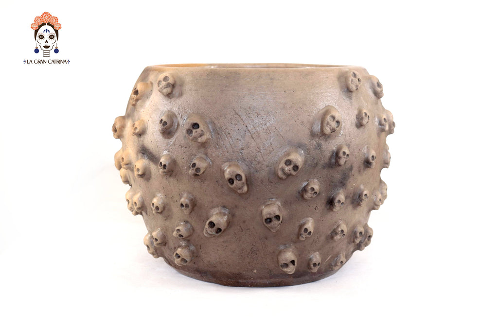 Planter Clay with Skulls - 8.8 in. Atzompa