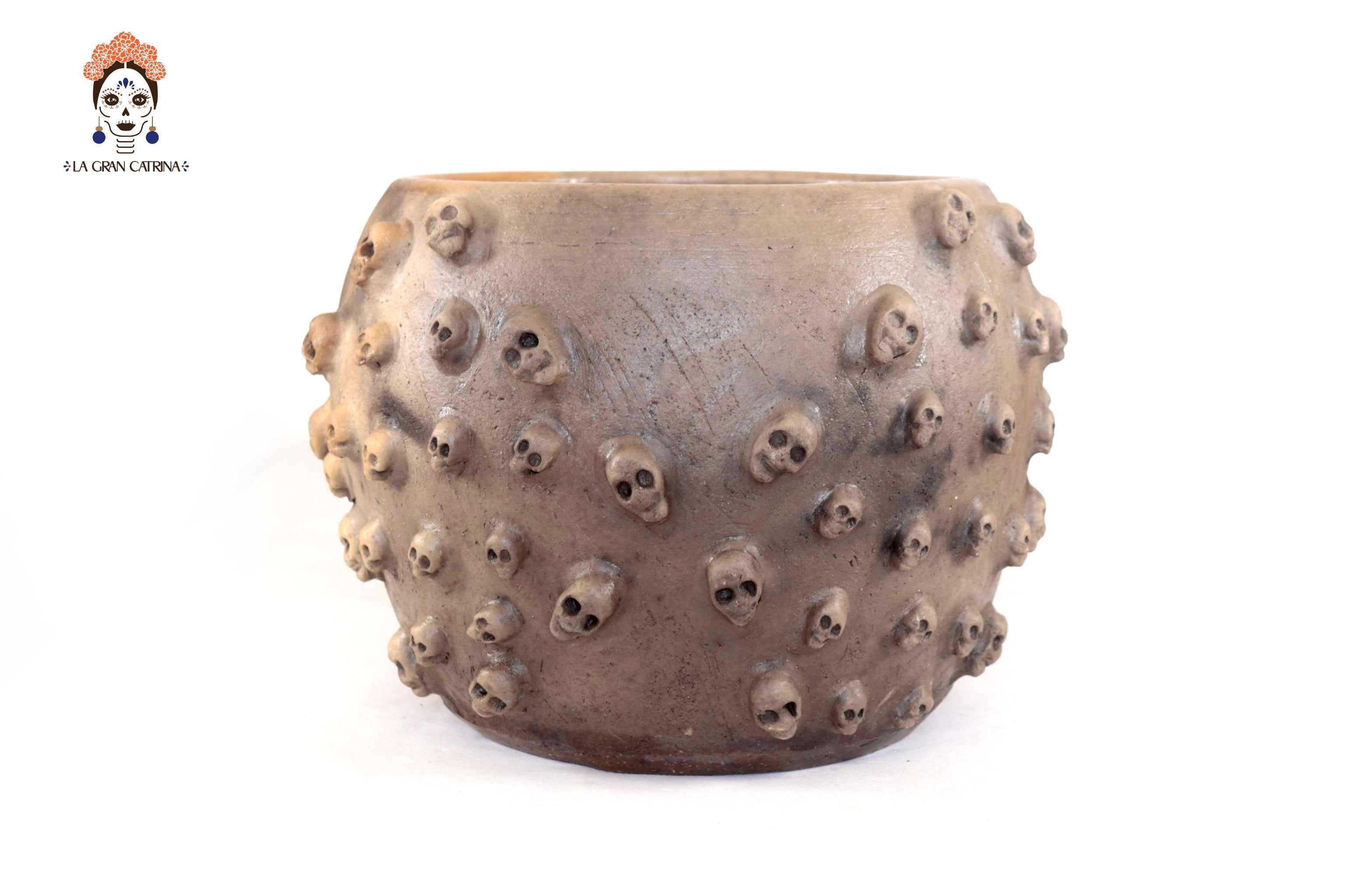 Planter Clay with Skulls - 8.8 in. Atzompa