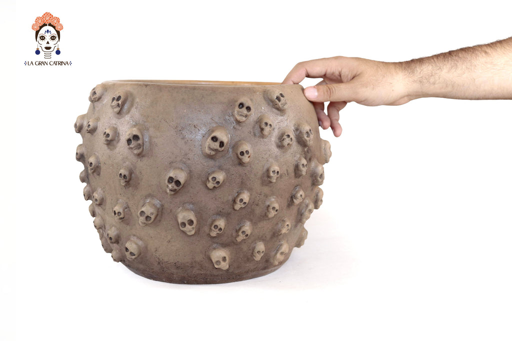 Planter Clay with Skulls - 8.8 in. Atzompa
