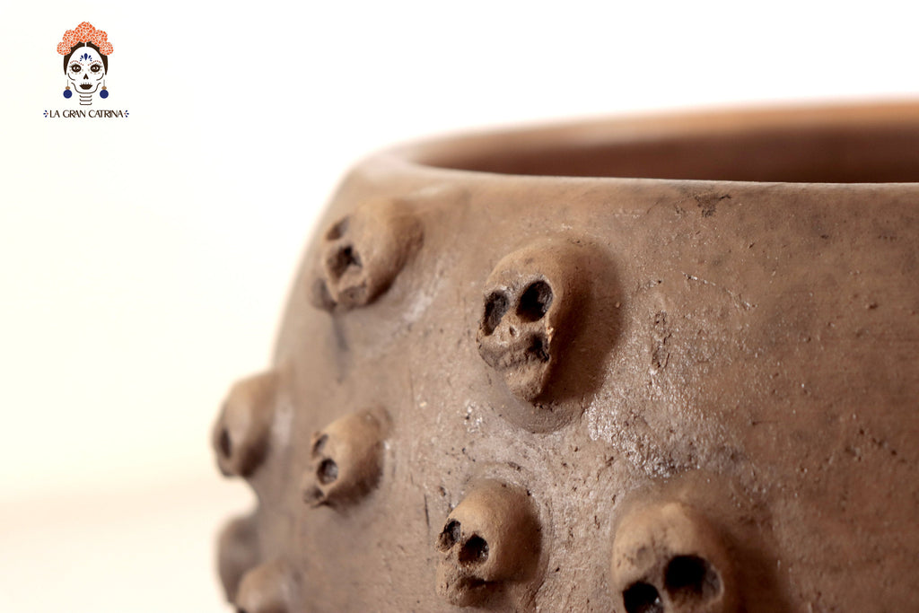Planter Clay with Skulls - 8.8 in. Atzompa
