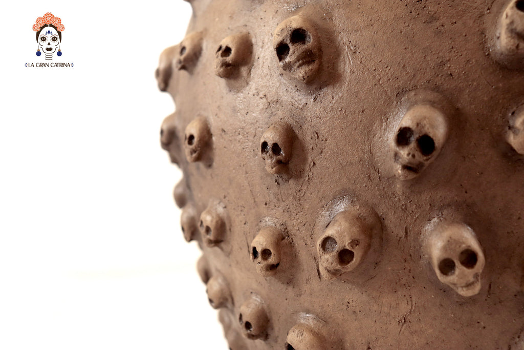 Planter Clay with Skulls - 8.8 in. Atzompa