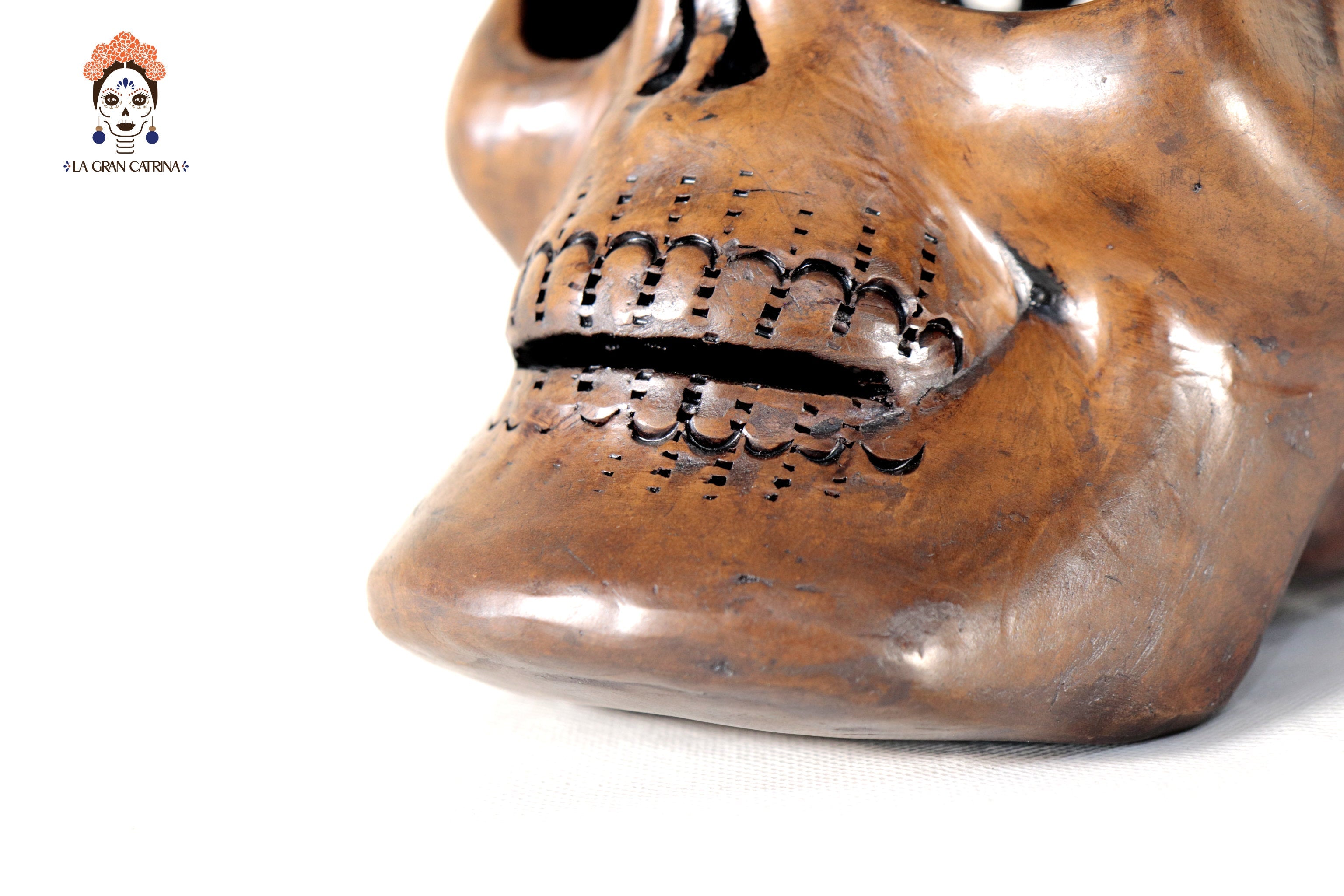 Black Clay Skull Hand-Carved 7.1 in. - in. Production Tere Oax