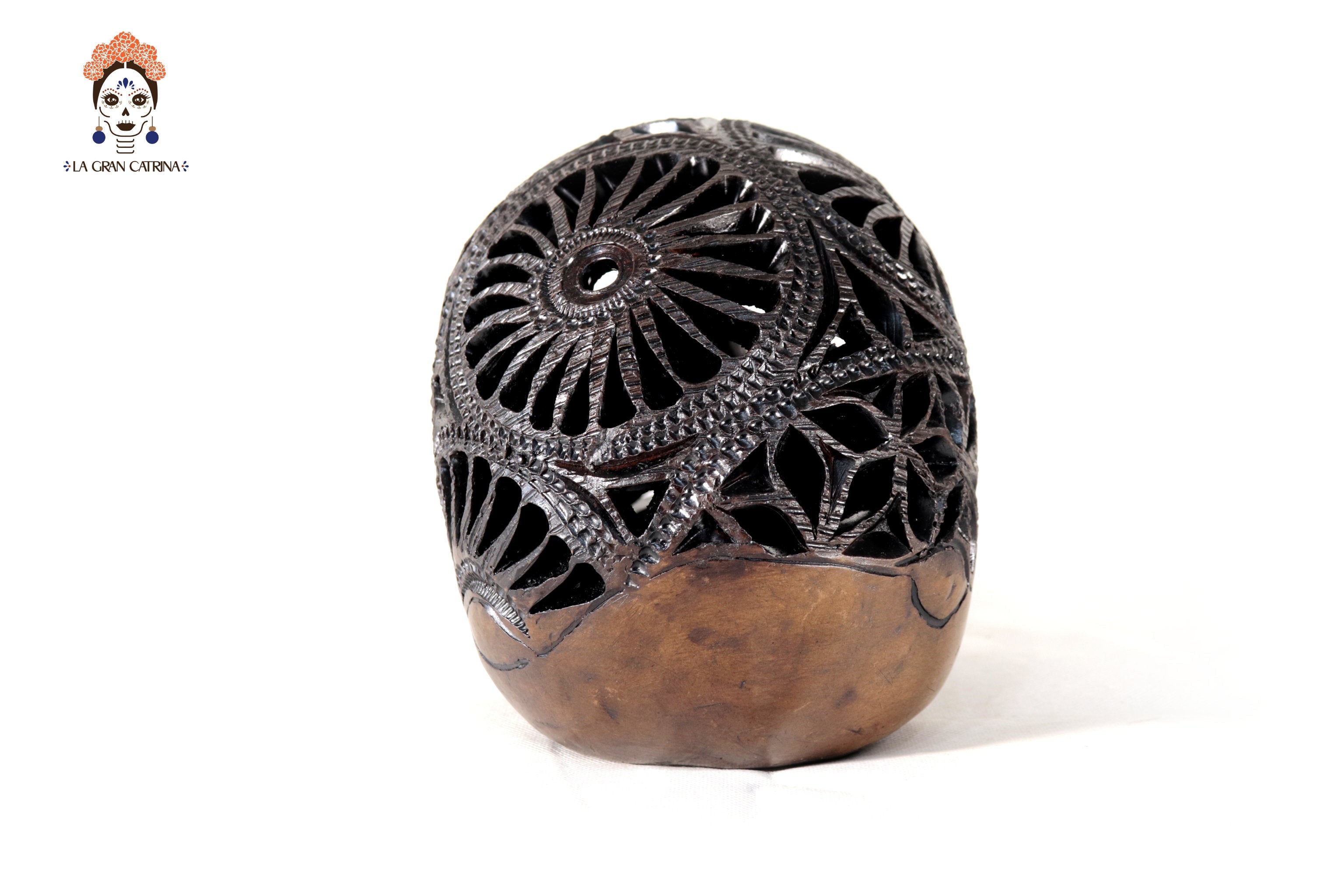 Black Clay Skull Hand-Carved 7.1 in. - in. Production Tere Oax