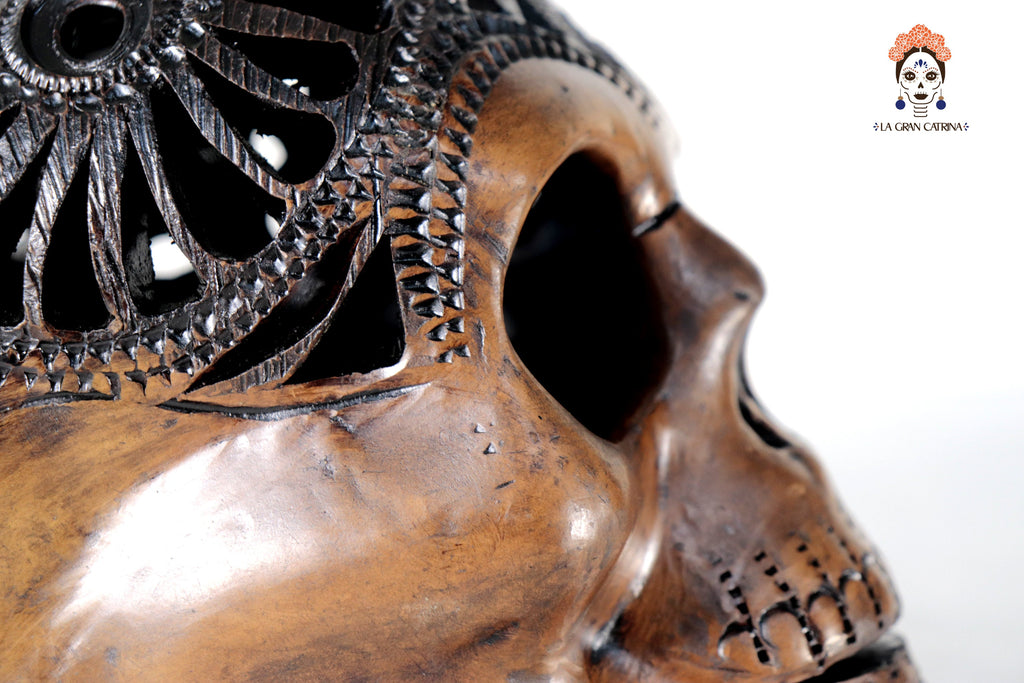 Black Clay Skull Hand-Carved 7.1 in. - in. Production Tere Oax