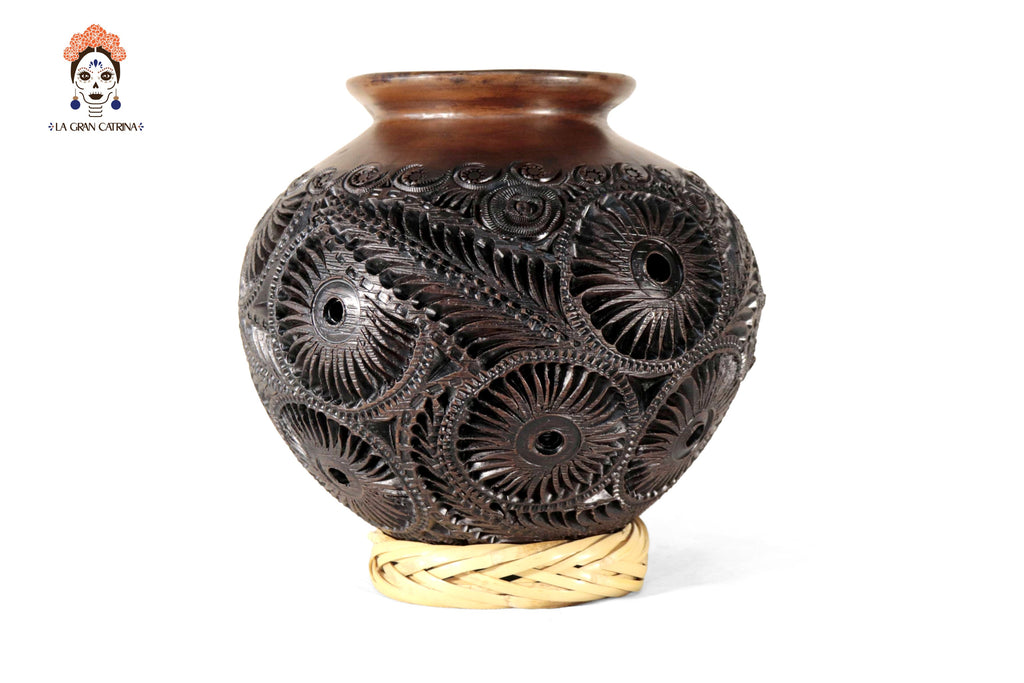 Black Clay Vase 9.4 in. Tere Oax