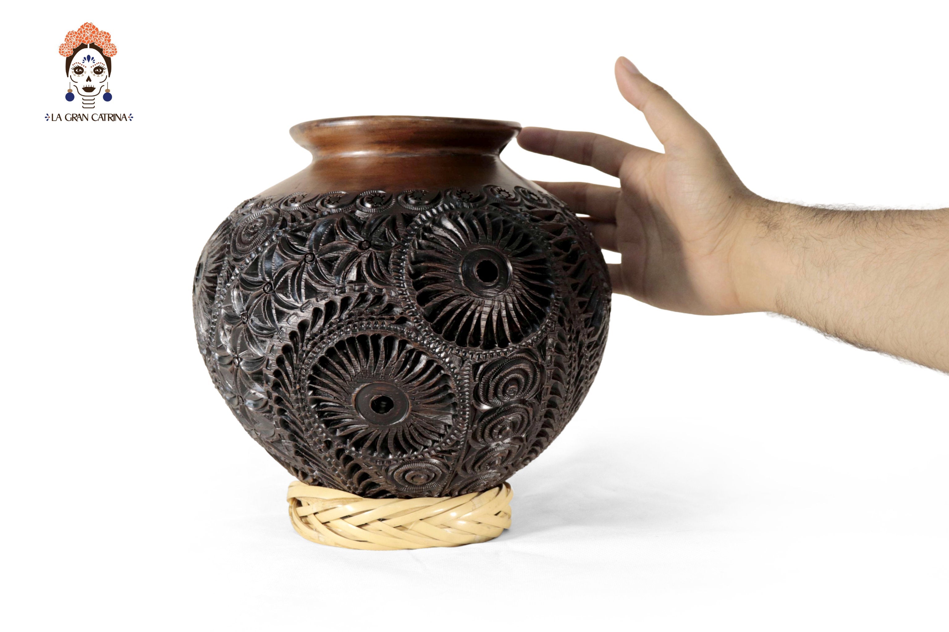 Black Clay Vase 9.4 in. Tere Oax