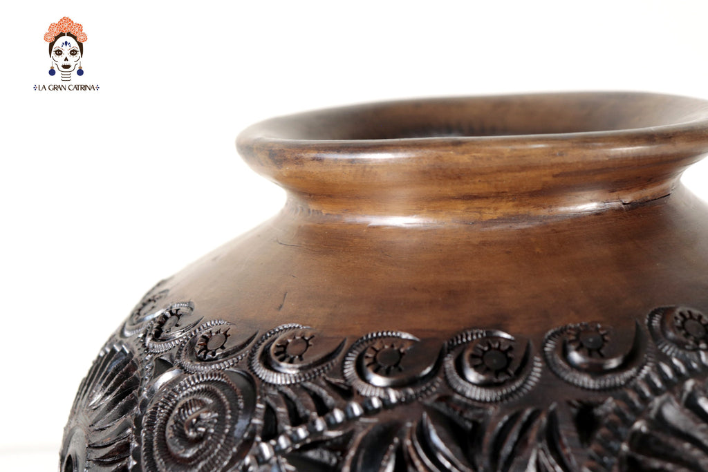 Black Clay Vase 9.4 in. Tere Oax