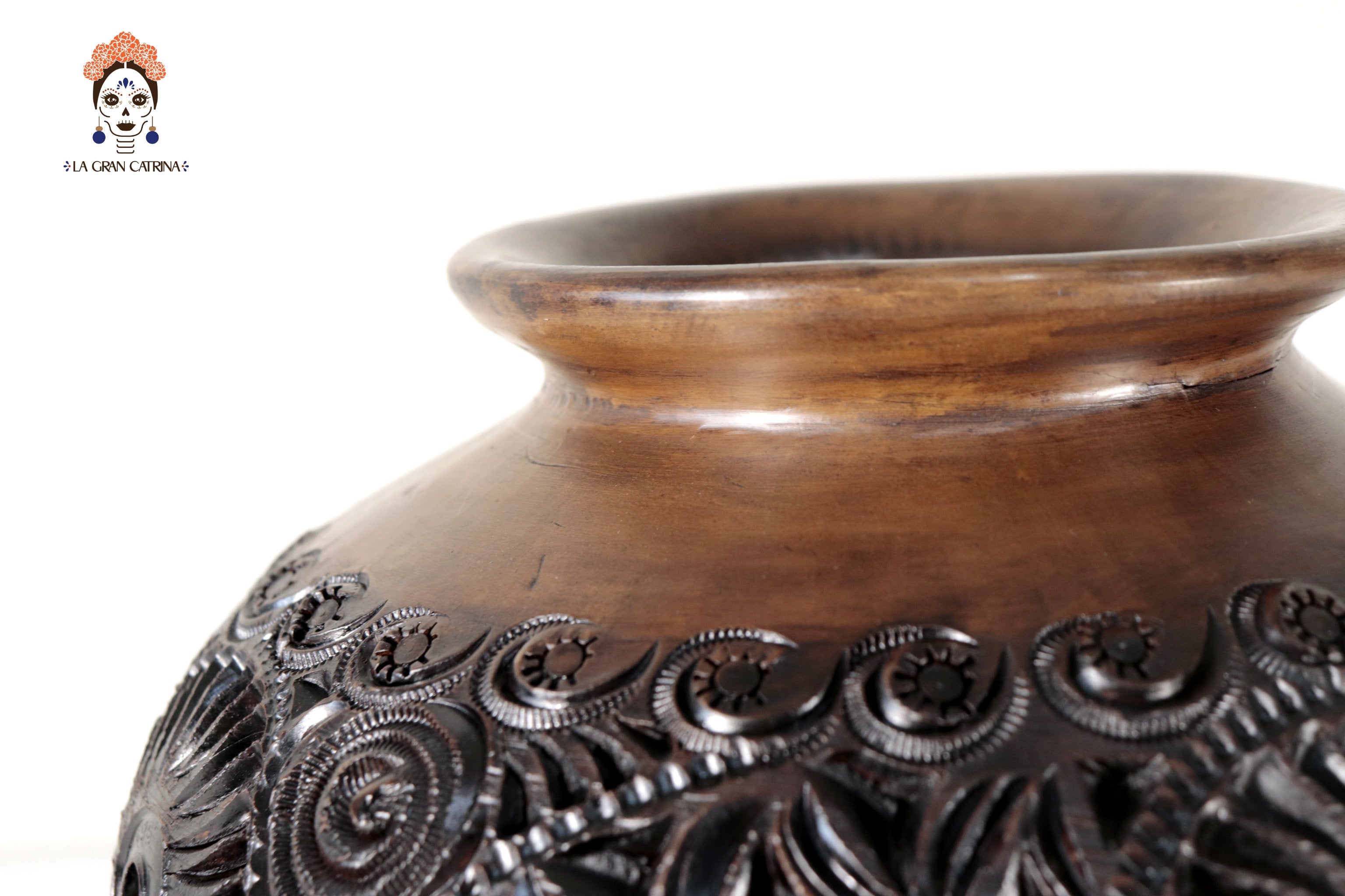 Black Clay Vase 9.4 in. Tere Oax