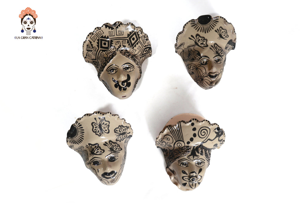 Set of planters child face - 4 pieces Tzintzuntzan