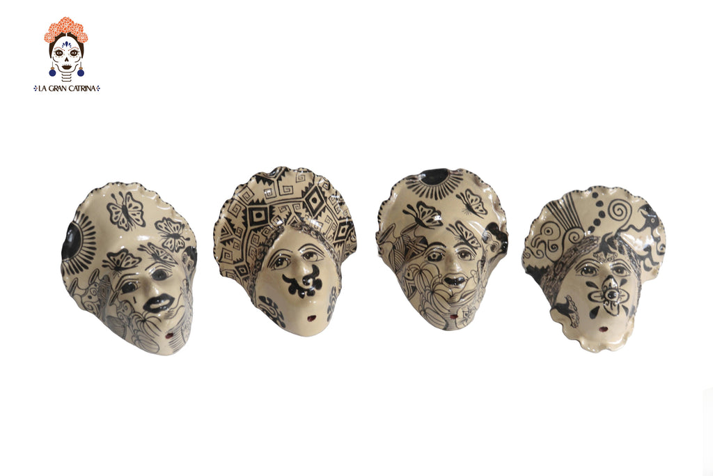 Set of planters child face - 4 pieces Tzintzuntzan